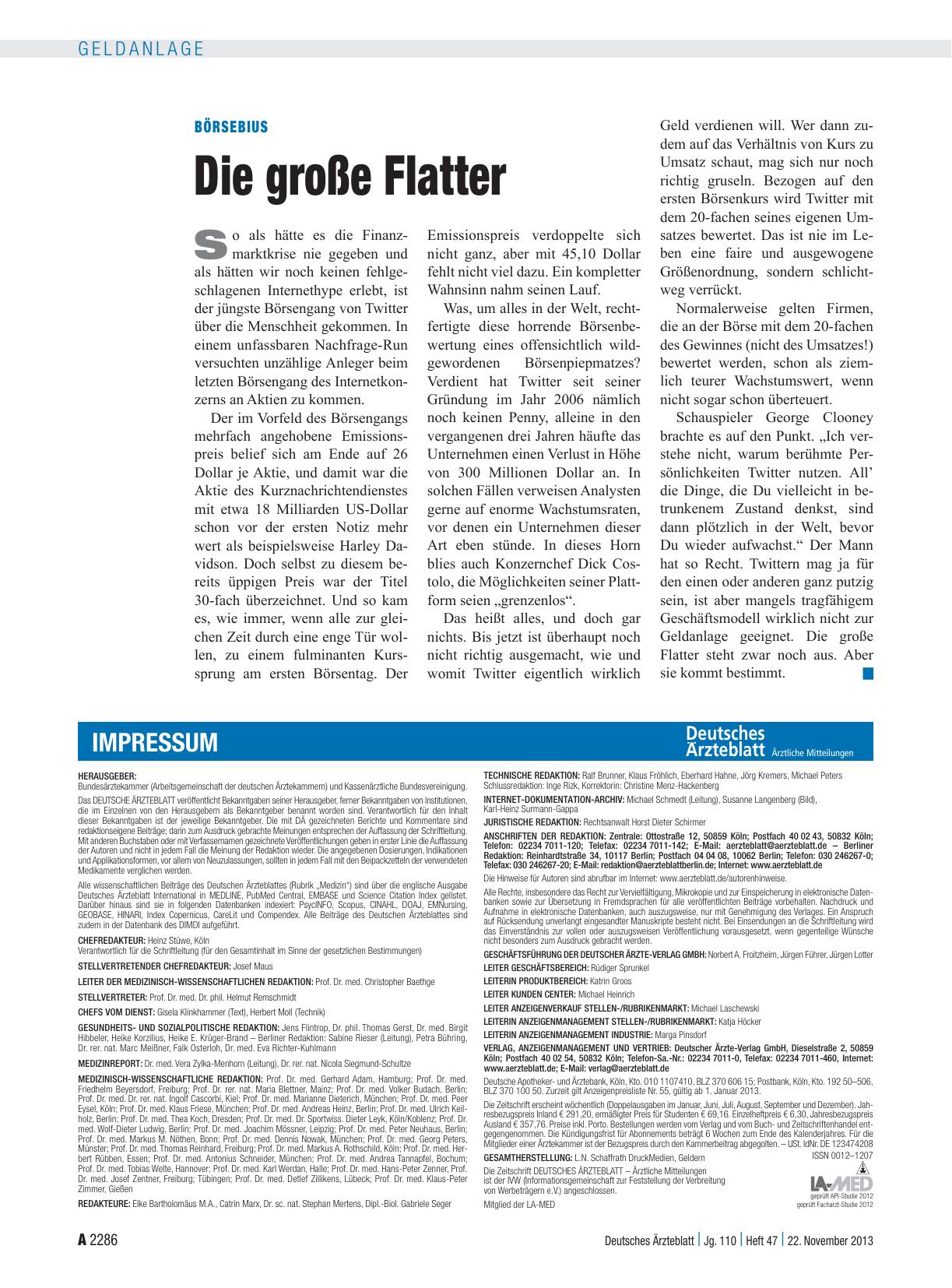 Vorschauseite 1: Börsebius: Die große Flatter