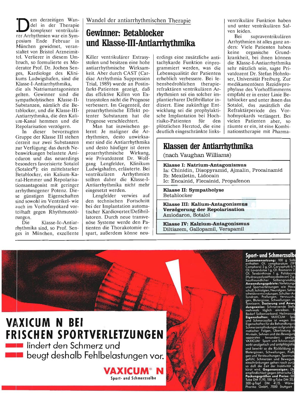 Vorschauseite 1: Wandel der antiarrhythmischen Therapie: Gewinner: Betablocker und Klasse-III-Antiarrhytinnika