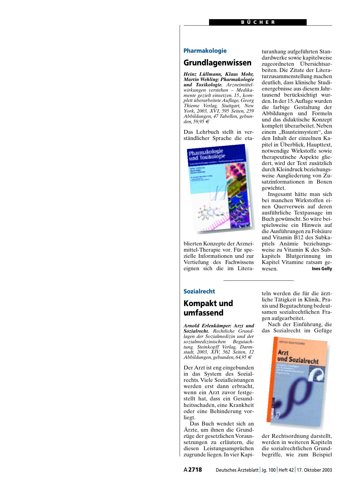 Vorschauseite 1: Arzt und Sozialrecht. Rechtliche Grundlagen der Sozialmedizin und der sozialmedizinischen Begutachtung