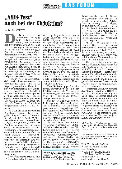 Vorschauseite 1: „AIDS-Test“ auch bei der Obduktion?