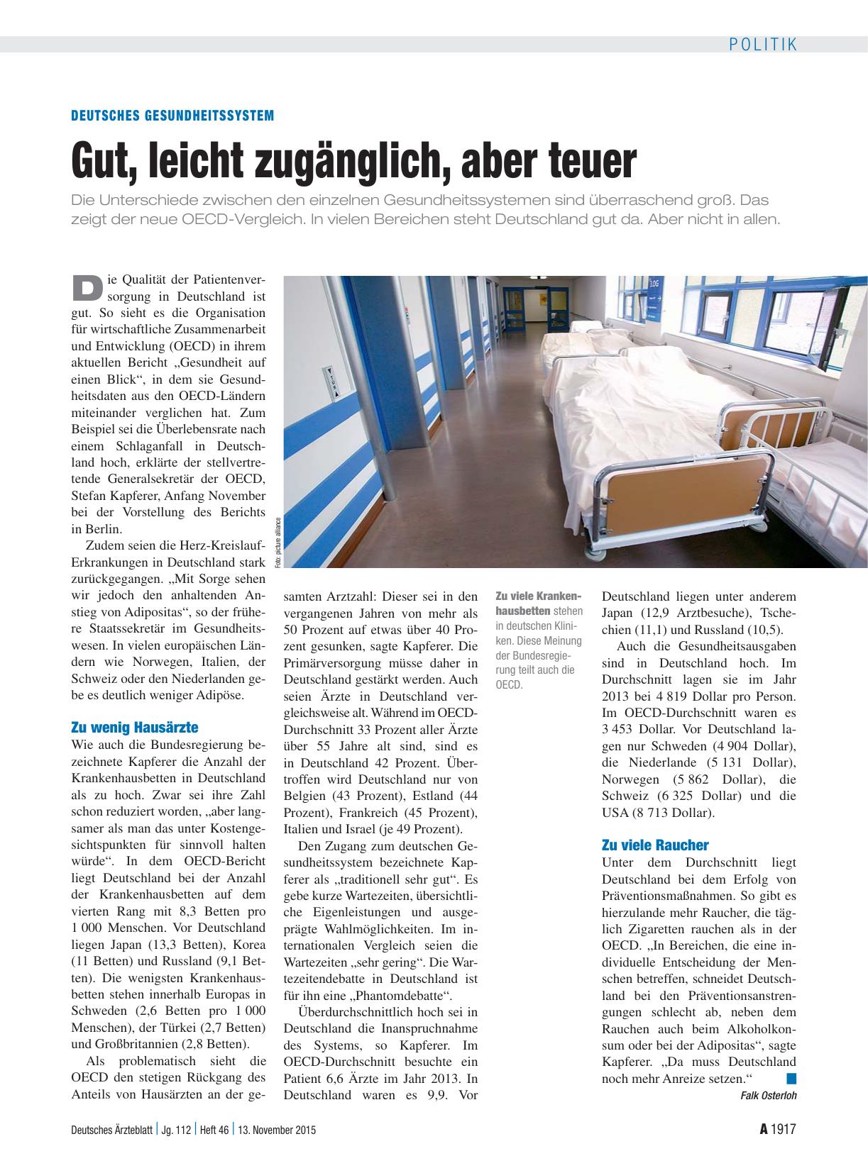 Vorschauseite 1: Deutsches Gesundheitssystem: Gut, leicht zugänglich, aber teuer