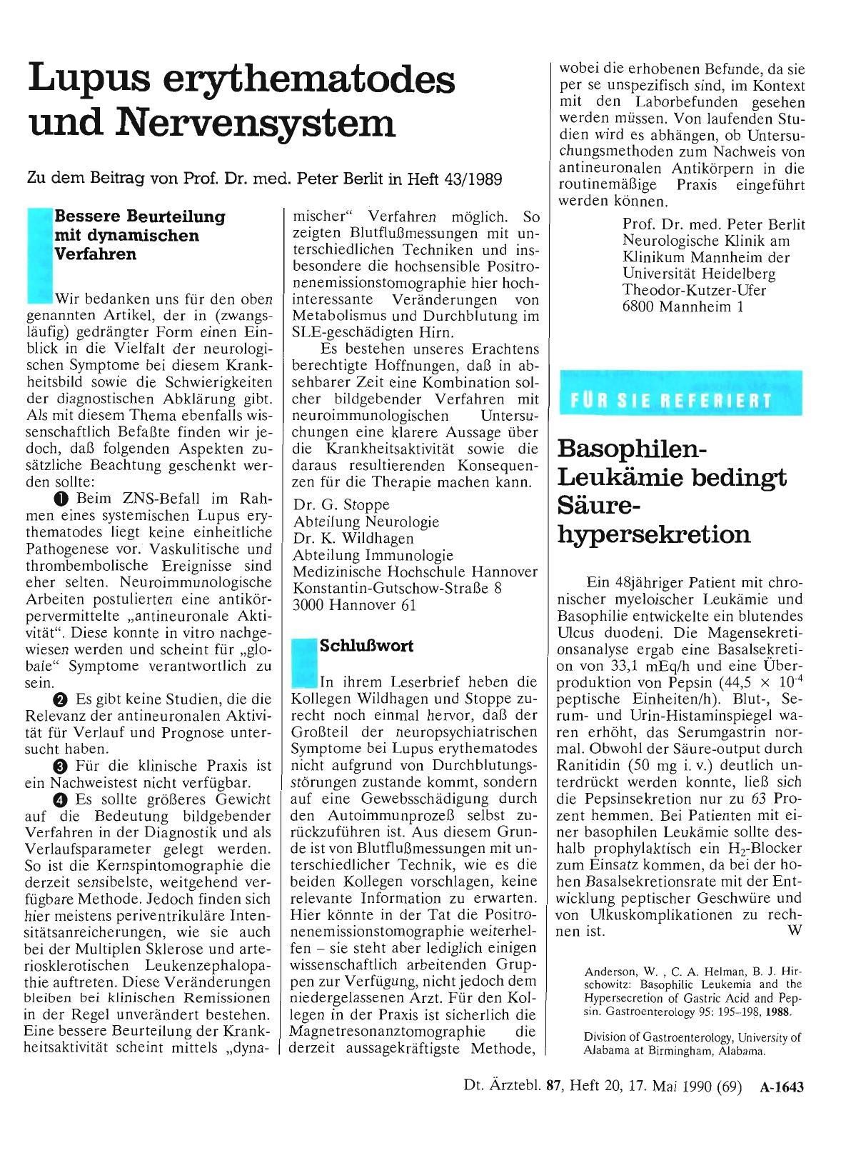 Vorschauseite 1: Lupus erythematodes und Nervensystem: Bessere Beurteilung mit dynamischen Verfahren
