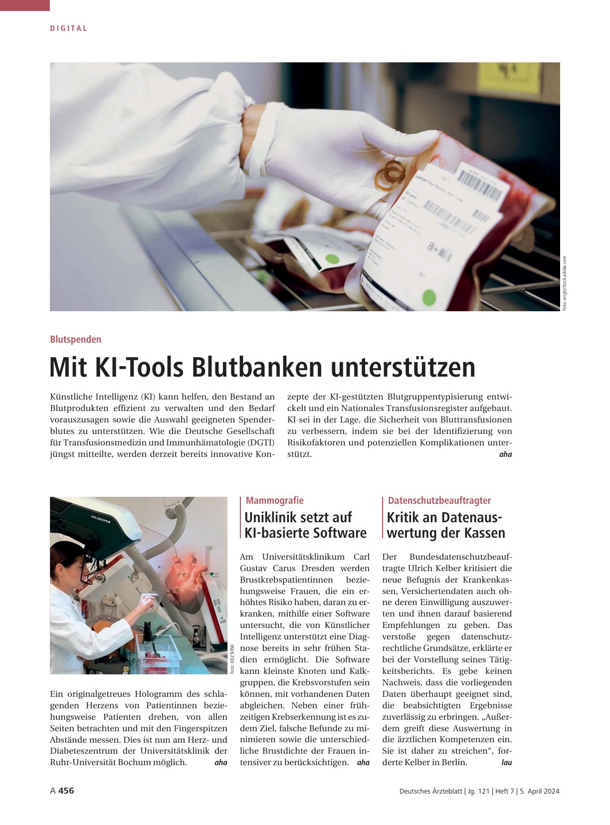 Vorschauseite 1: Blutspenden: Mit KI-Tools Blutbanken unterstützen