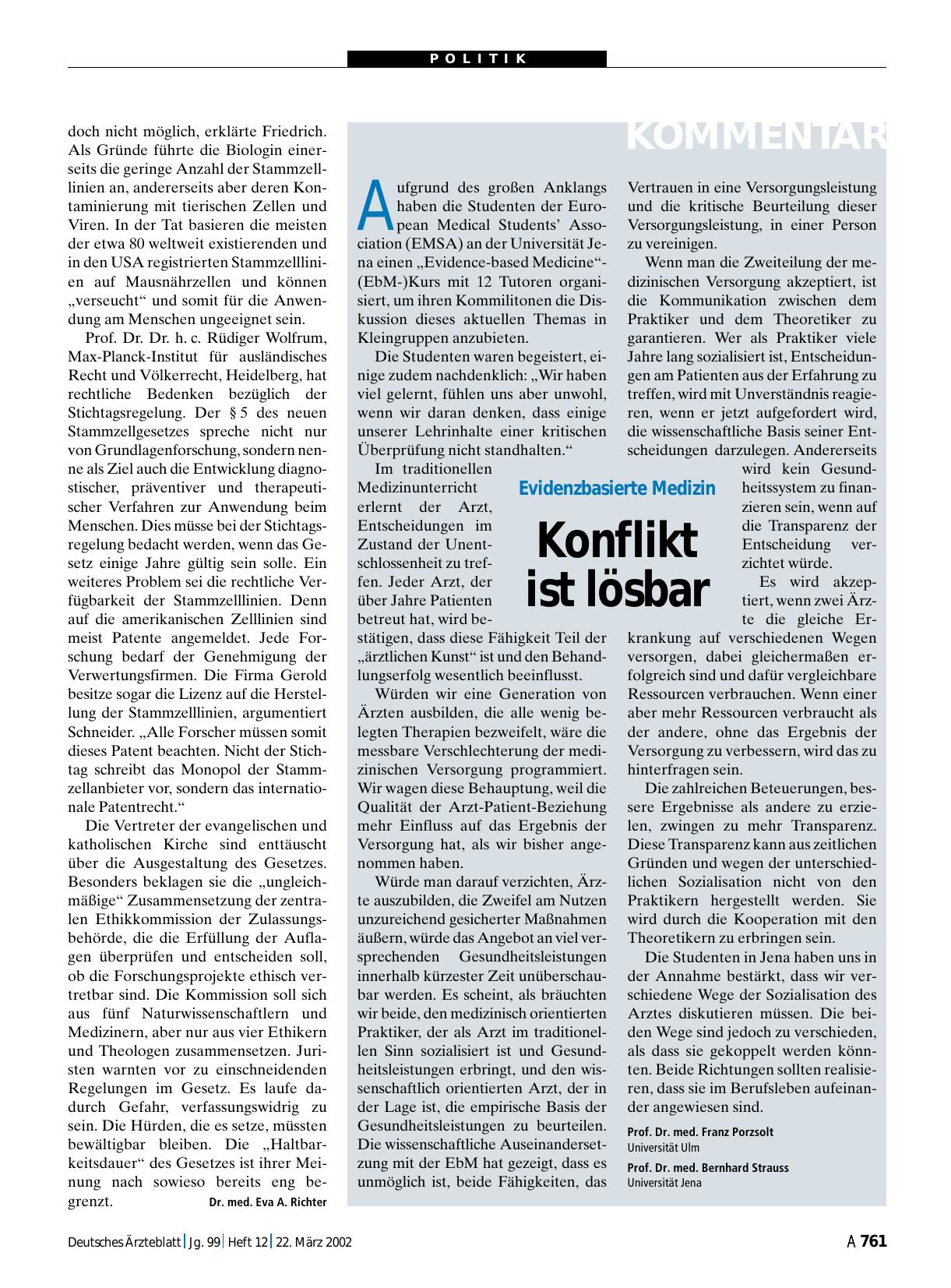 Vorschauseite 1: Evidenzbasierte Medizin: Konflikt ist lösbar