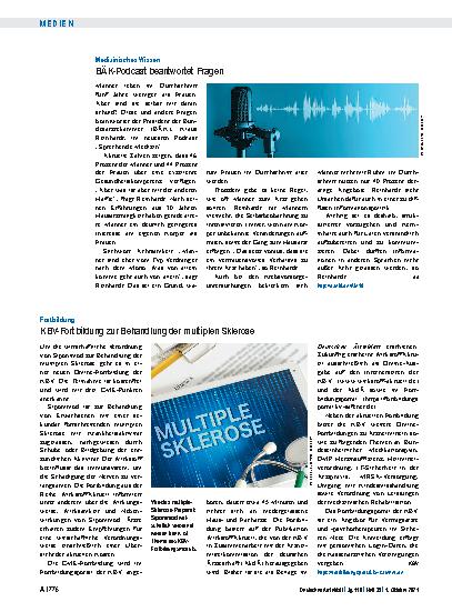 Vorschauseite 1: Fortbildung: KBV-Fortbildung zur Behandlung der multiplen Sklerose