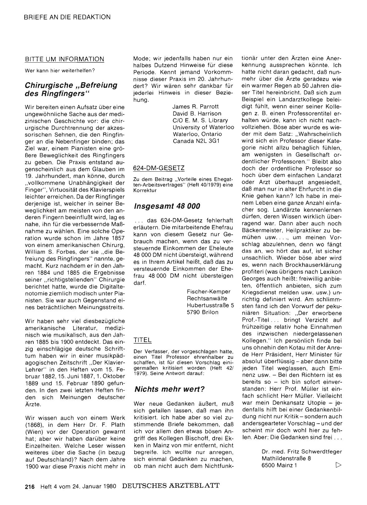 Vorschauseite 1: BITTE UM INFORMATION: Chirurgische „Befreiung des Ringfingers“