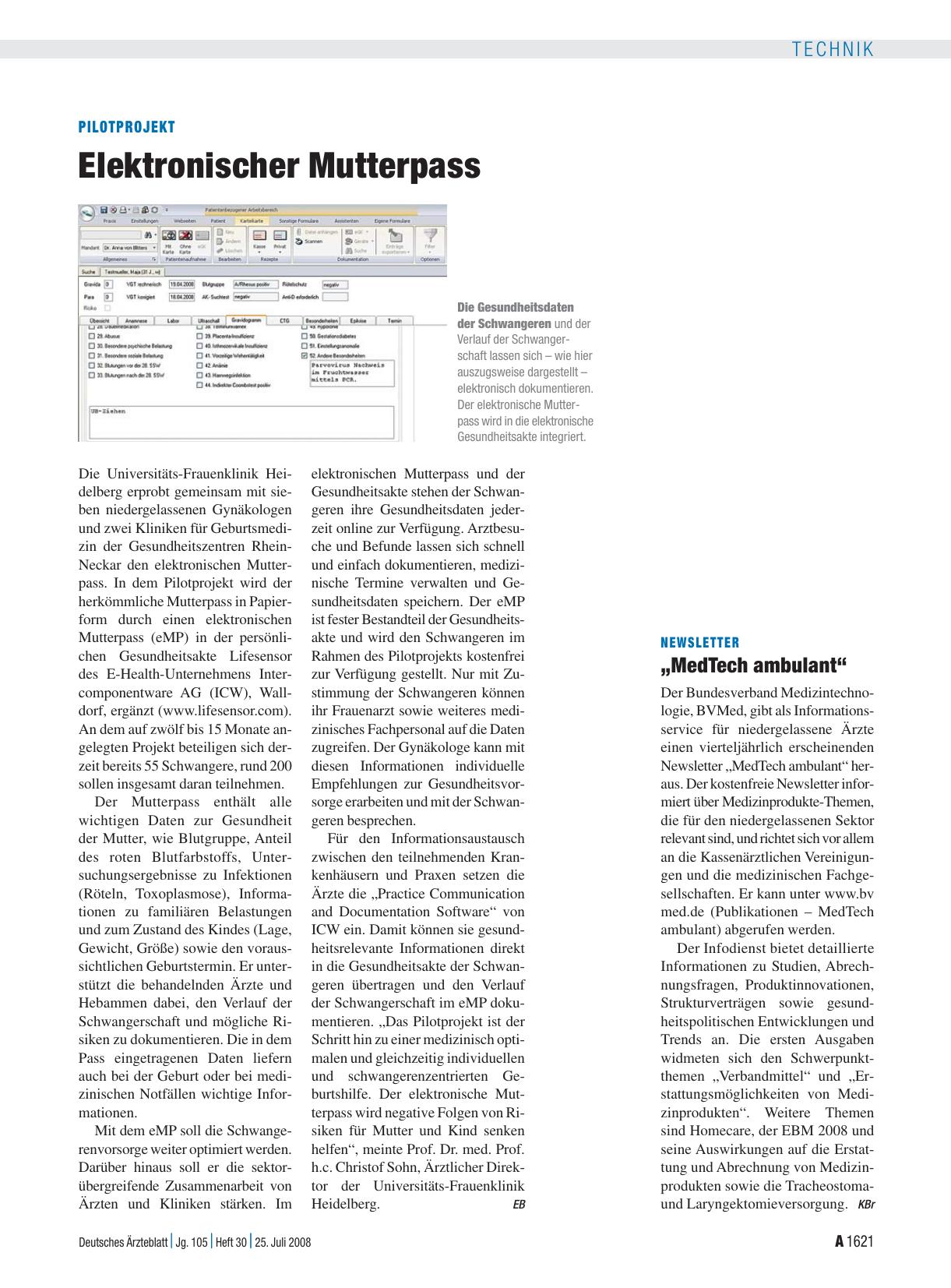 Vorschauseite 1: Newsletter: „MedTech ambulant“