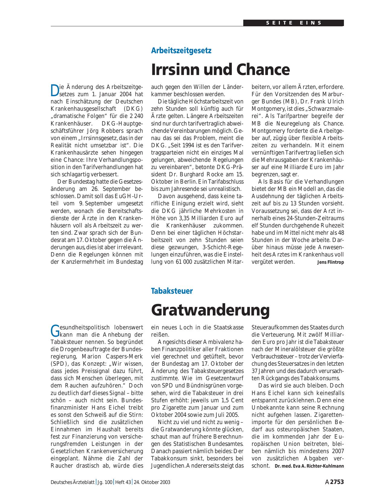 Vorschauseite 1: Arbeitszeitgesetz: Irrsinn und Chance
