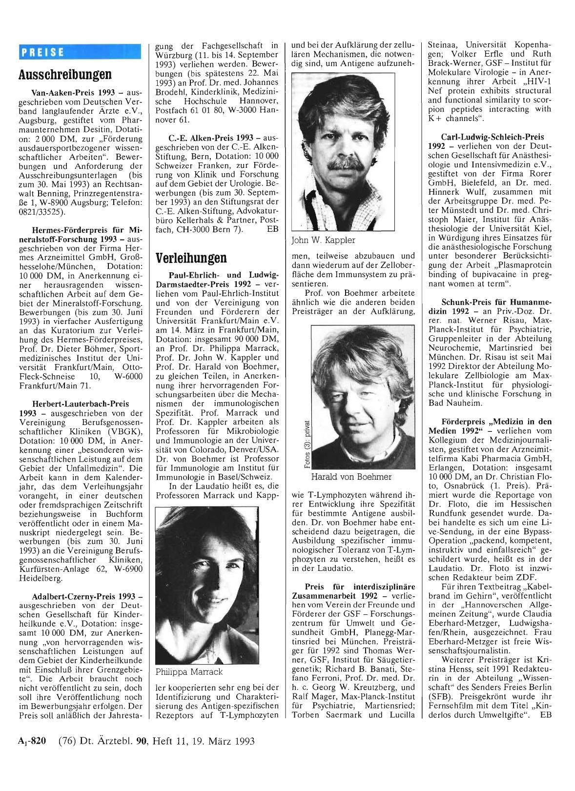 Vorschauseite 1: Preise: Verleihungen