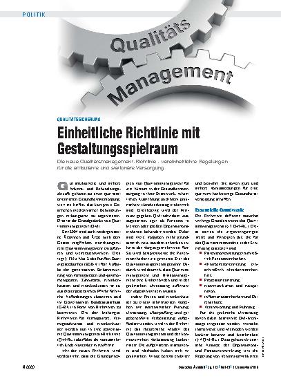 Vorschauseite 1: Qualitätssicherung: Einheitliche Richtlinie mit Gestaltungsspielraum