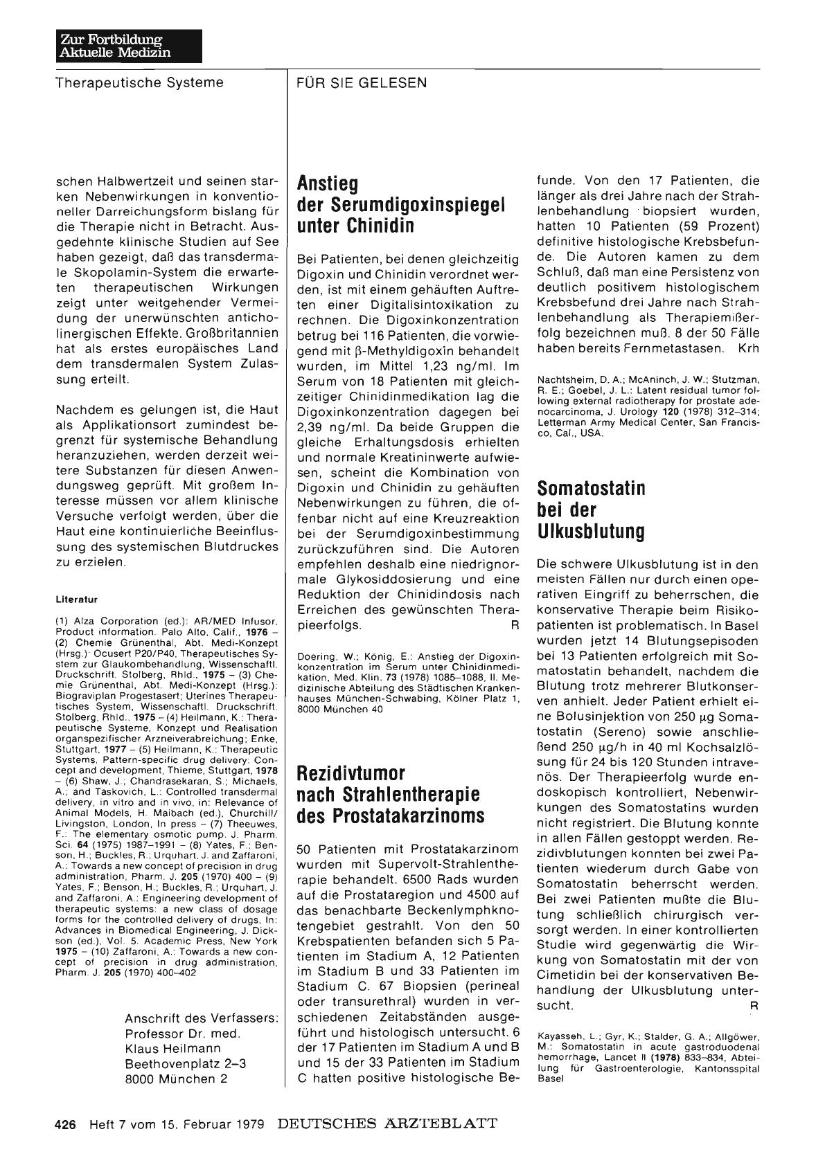 Vorschauseite 1: Somatostatin bei der Ulkusblutung