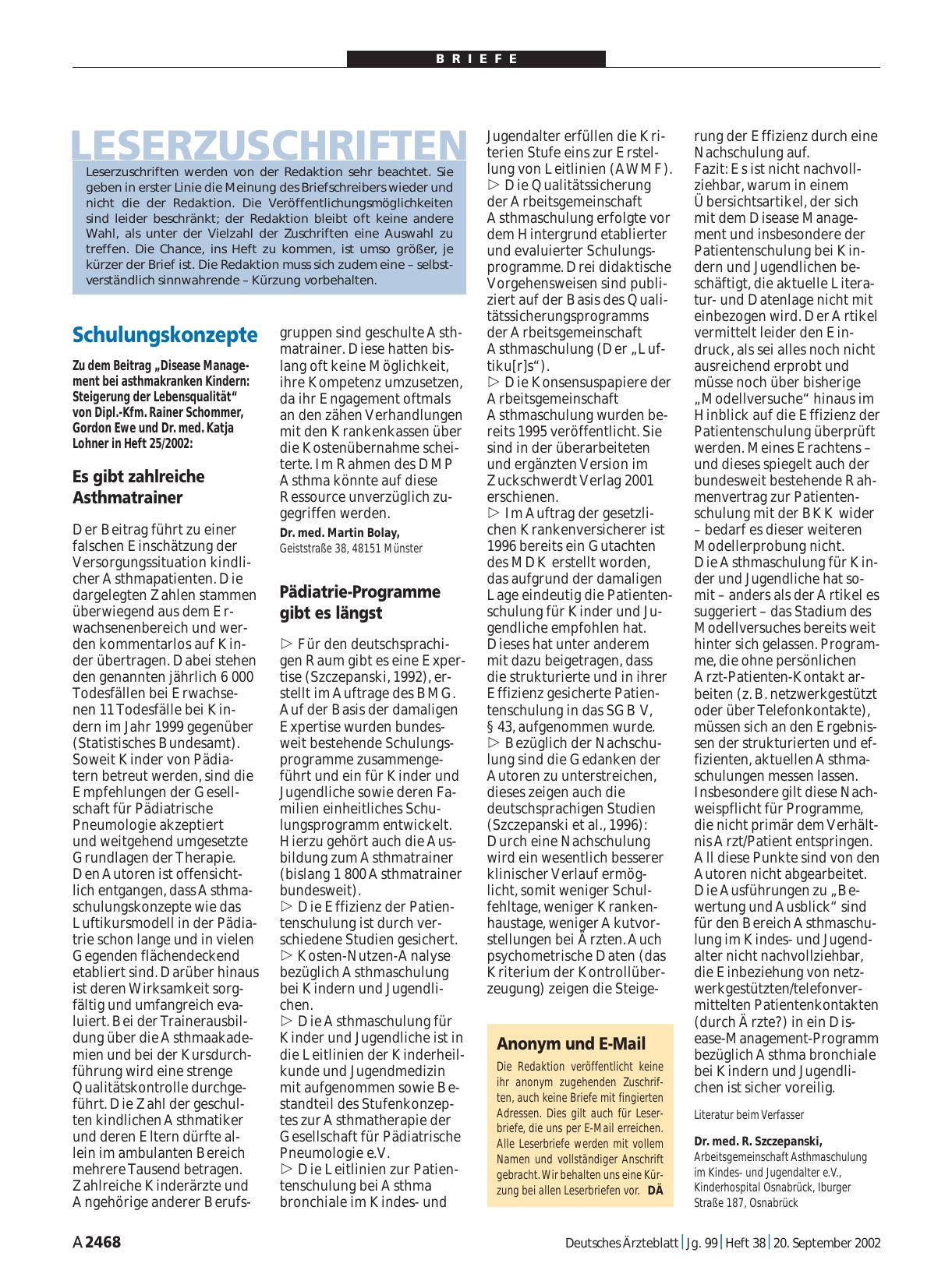 Vorschauseite 1: Anonym und E-Mail