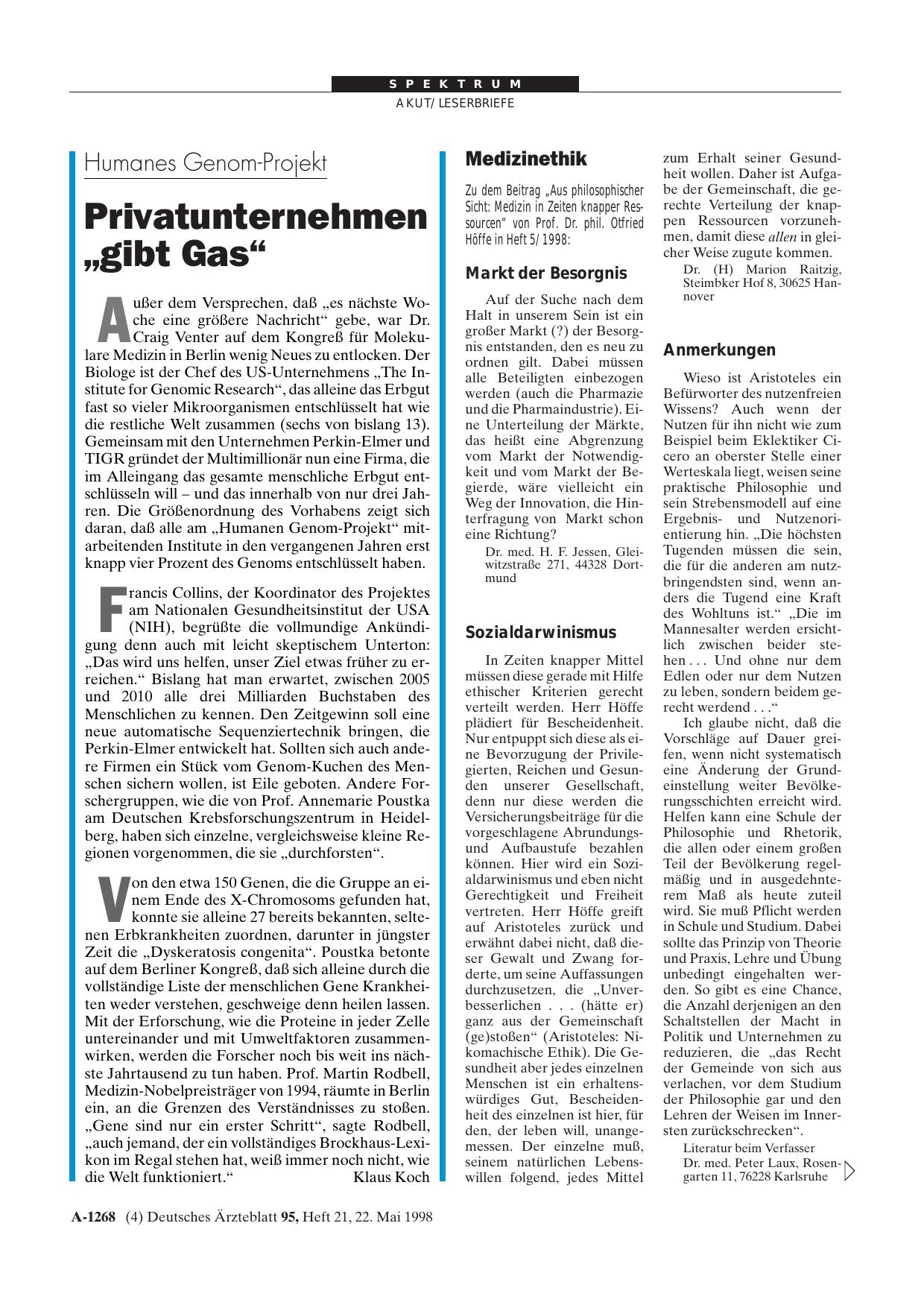 Vorschauseite 1: Medizinethik: Anmerkungen