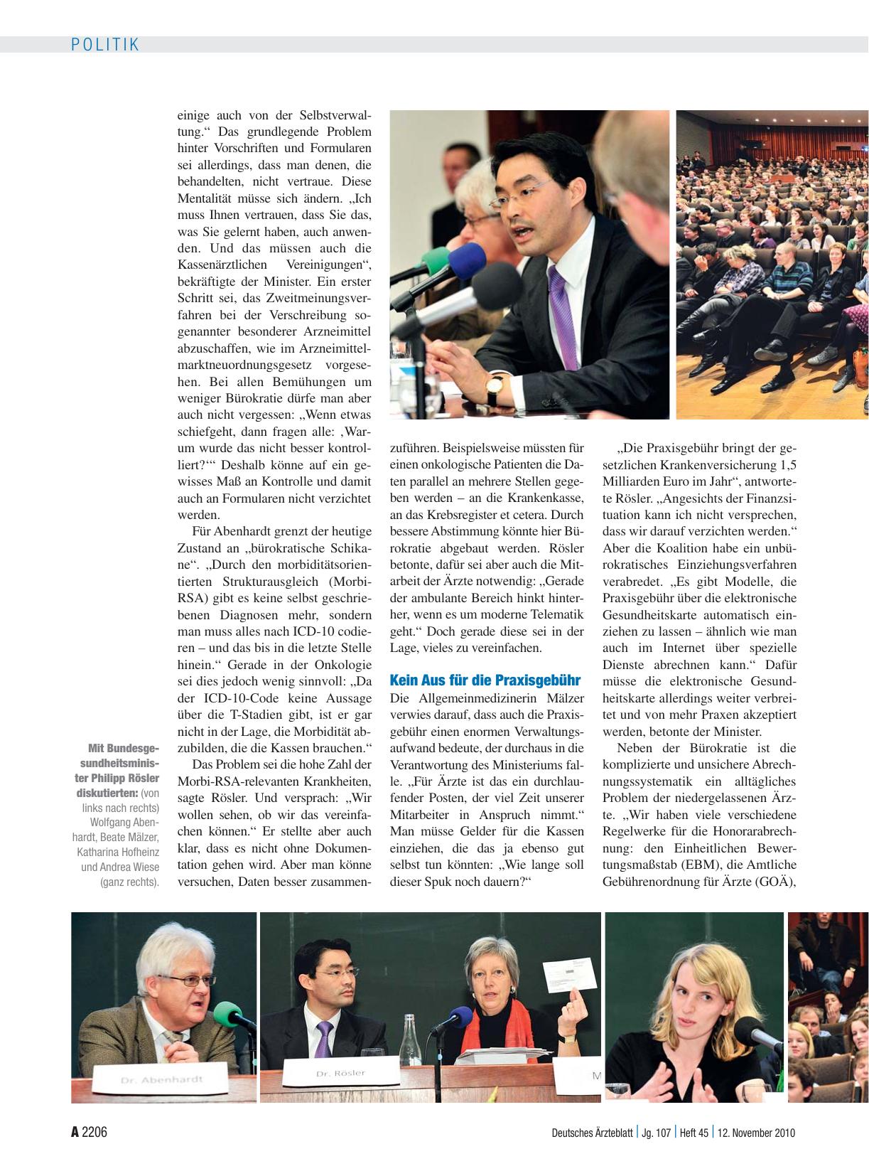 Vorschauseite 2: Vierter Ärzteblatt-Wortwechsel: Rösler im kollegialen Verhör