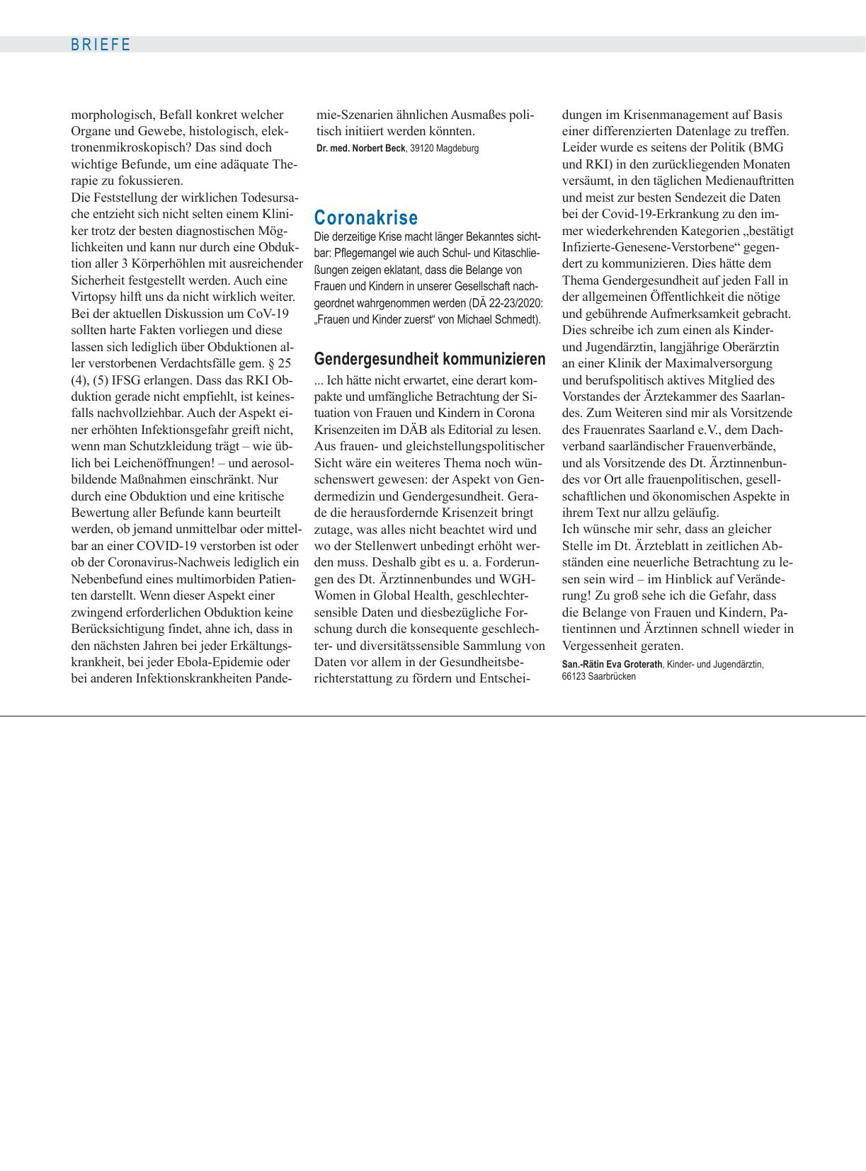 Vorschauseite 1: Coronakrise: Gendergesundheit kommunizieren