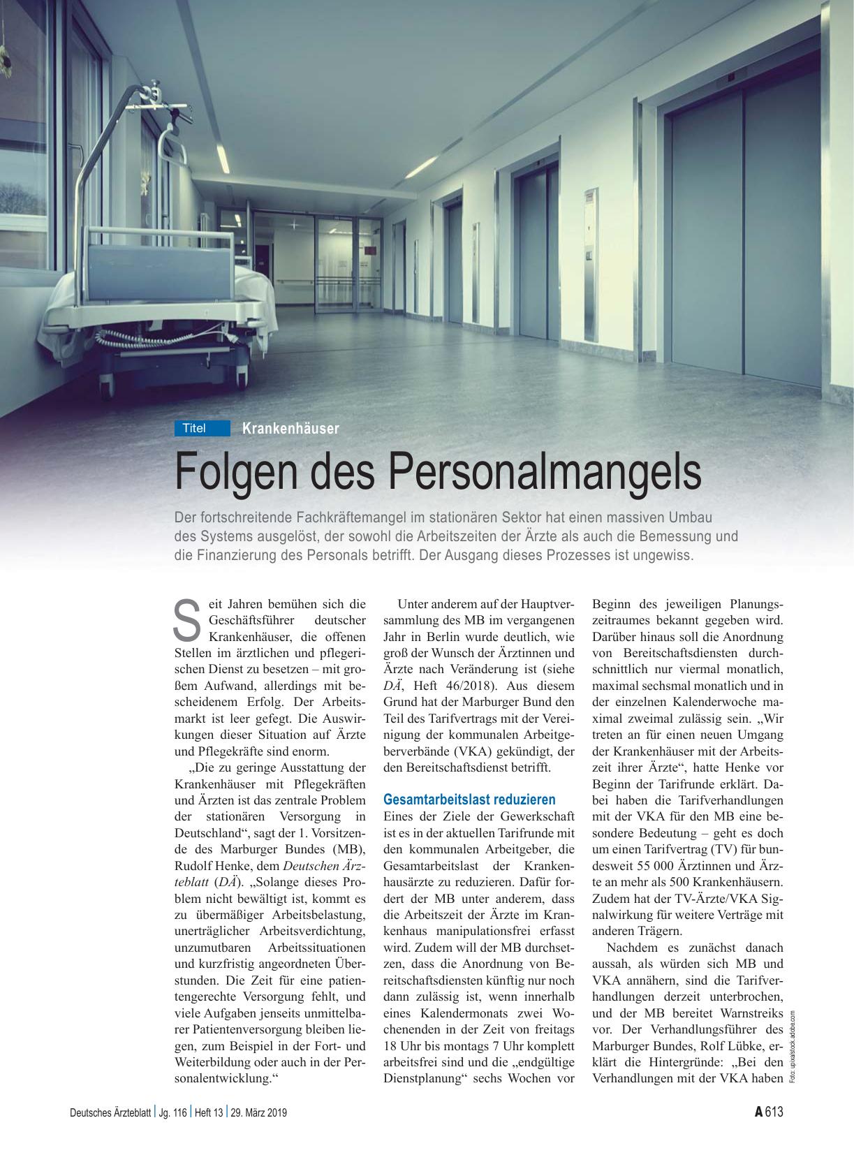 Vorschauseite 1: Krankenhäuser: Folgen des Personalmangels