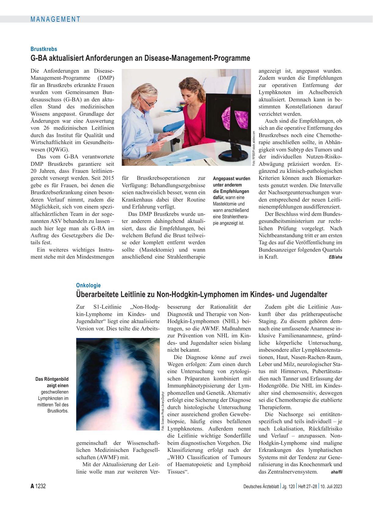 Vorschauseite 1: Onkologie: Überarbeitete Leitlinie zu Non-Hodgkin-Lymphomen im Kindesund Jugendalter