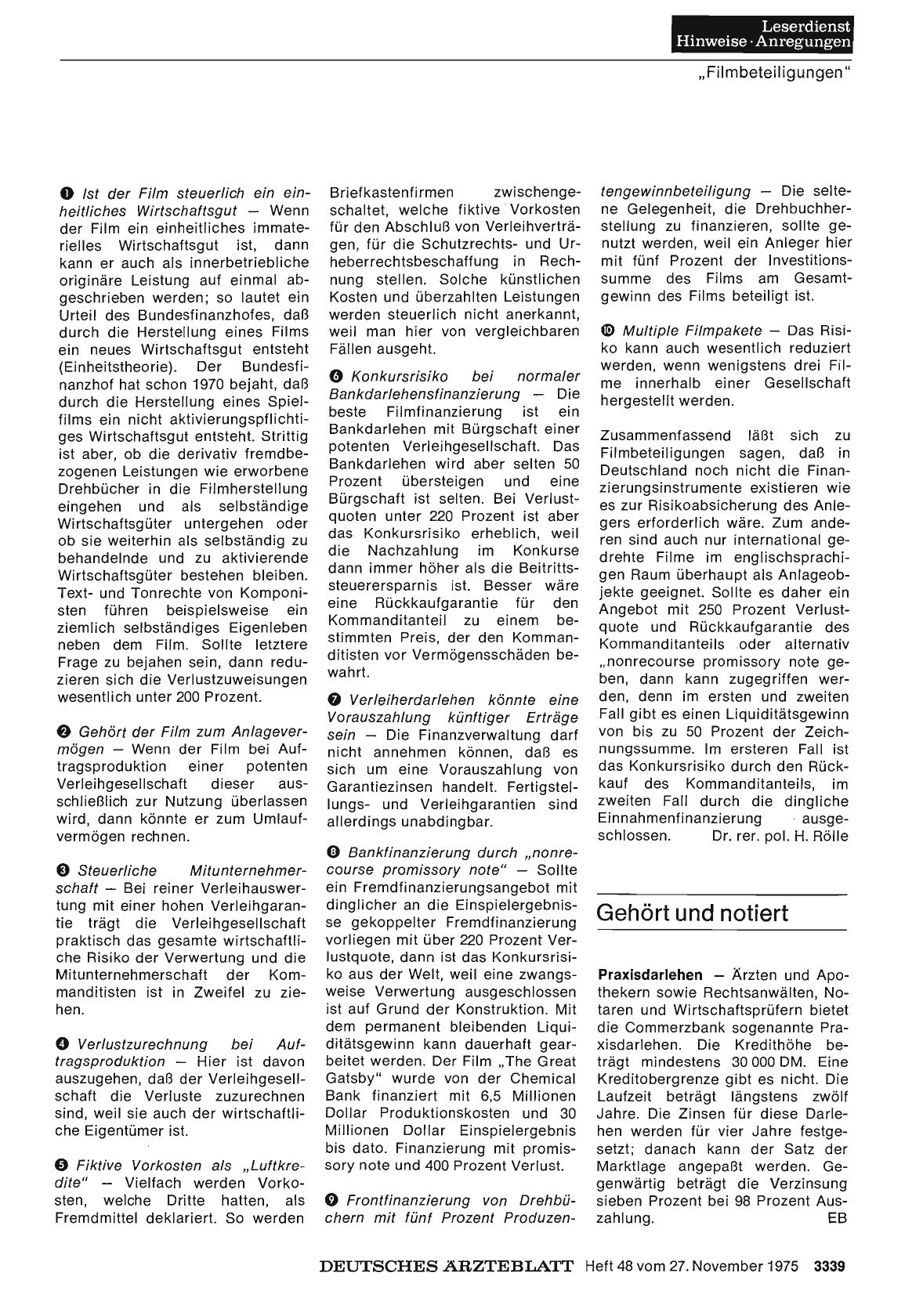 Vorschauseite 1: Gehört und notiert: Praxisdarlehen