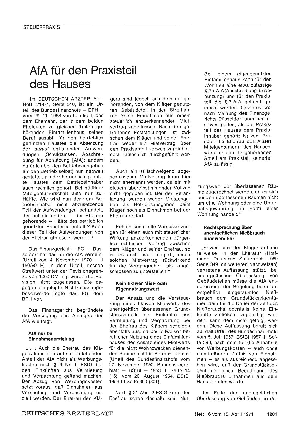 Vorschauseite 1: AfA für den Praxisteil des Hauses