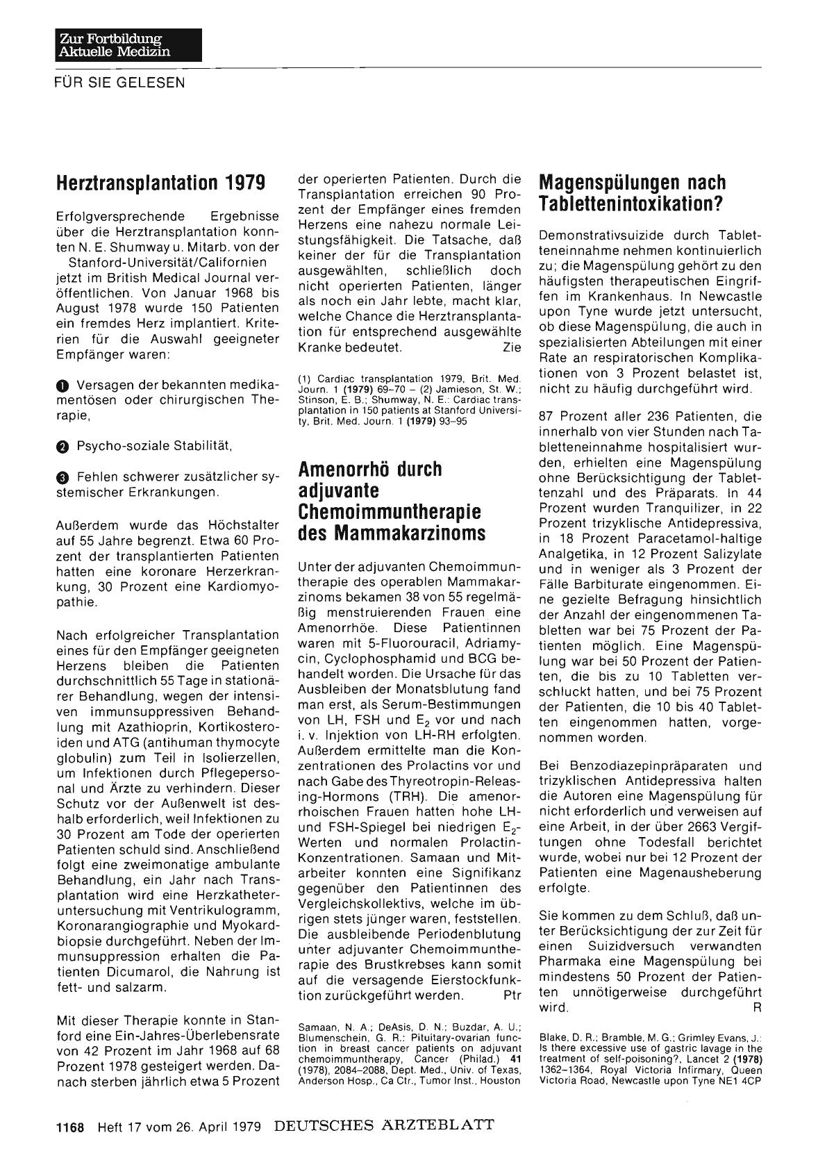 Vorschauseite 1: Herztransplantation 1979