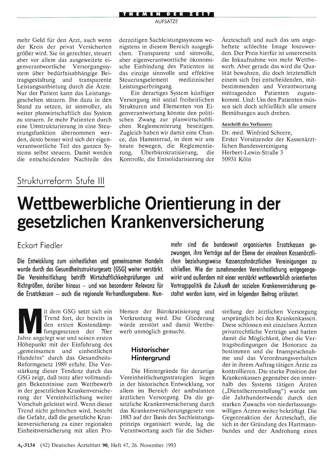 Vorschauseite 1: Strukturreform Stufe III: Wettbewerbliche Orientierung in der gesetzlichen Krankenversicherung