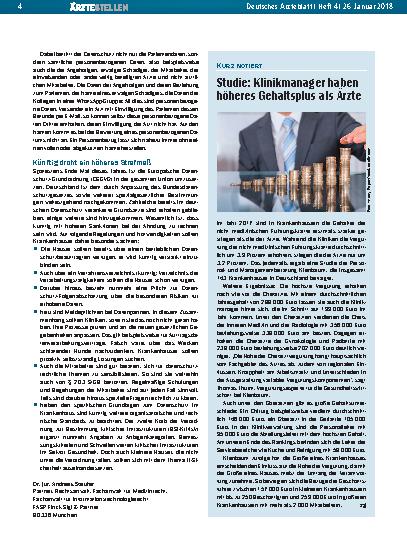 Vorschauseite 1: Studie: Klinikmanager haben höheres Gehaltsplus als Ärzte