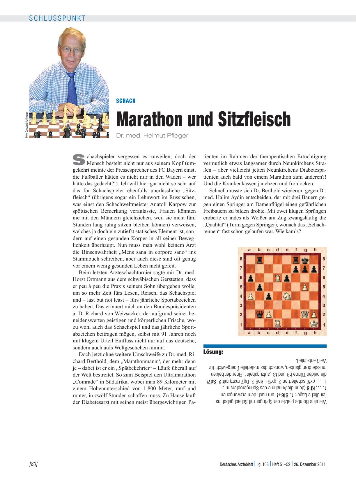 Vorschauseite 1: Schach: Marathon und Sitzfleisch