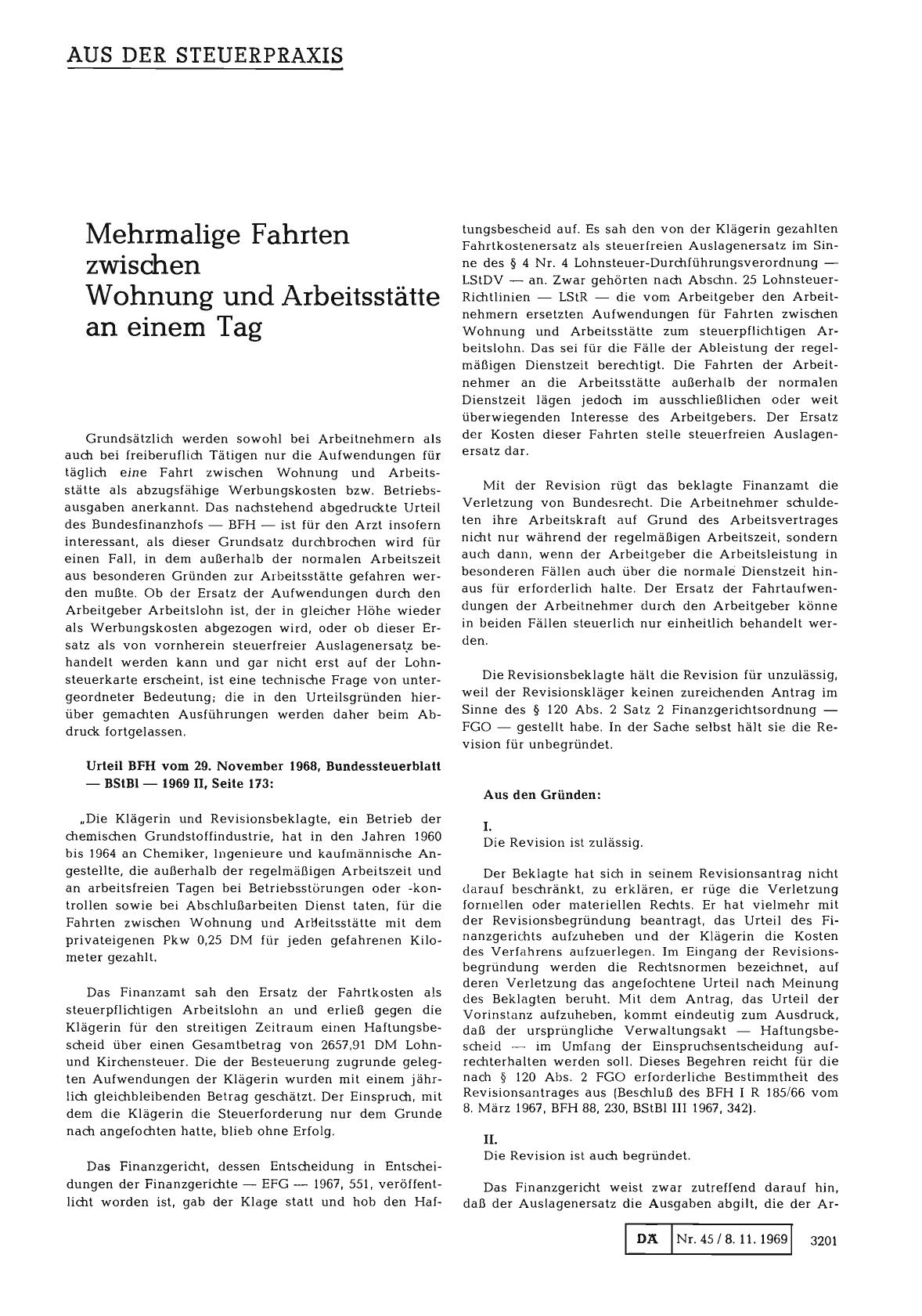 Vorschauseite 1: Mehrmalige Fahrten zwischen Wohnung und Arbeitsstätte an einem Tag