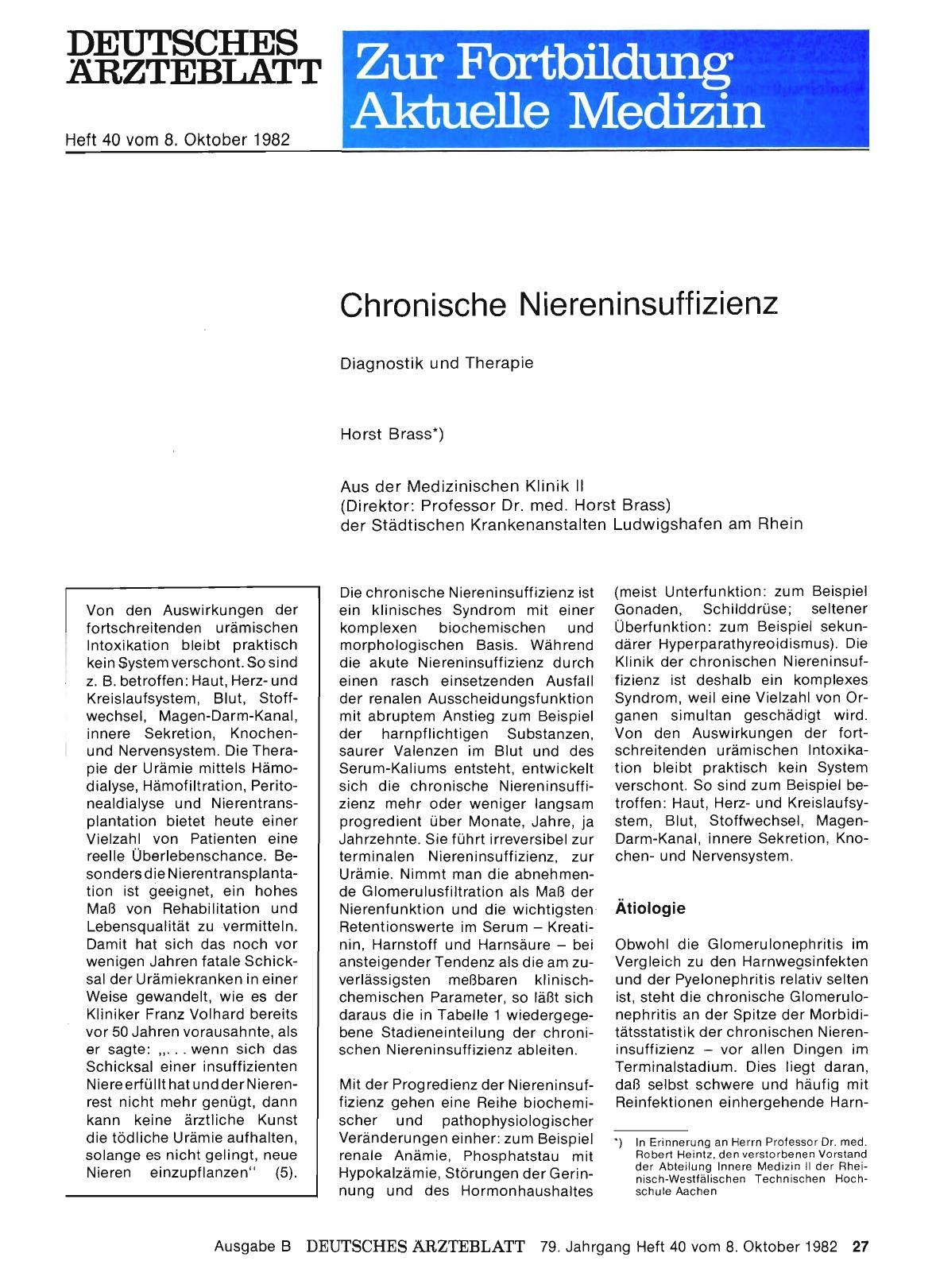 Vorschauseite 1: Chronische Niereninsuffizienz: Diagnostik und Therapie