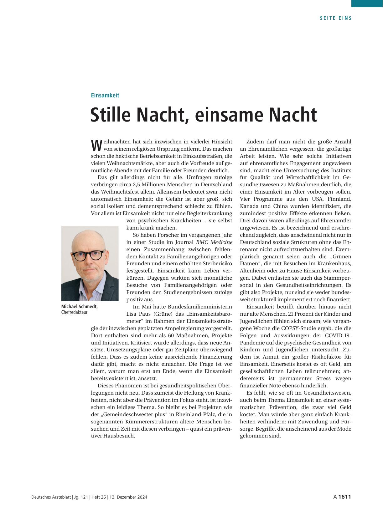 Vorschauseite 1: Einsamkeit: Stille Nacht, einsame Nacht