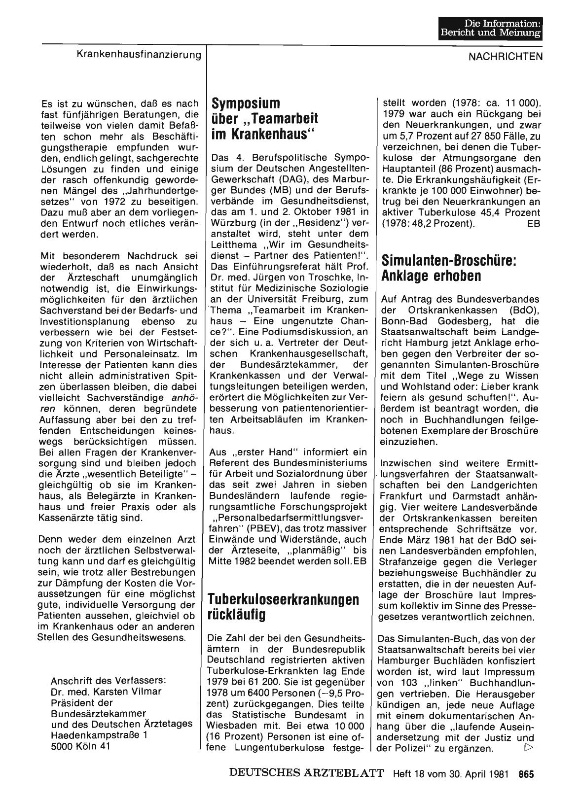 Vorschauseite 1: Simulanten-Broschüre: Anklage erhoben