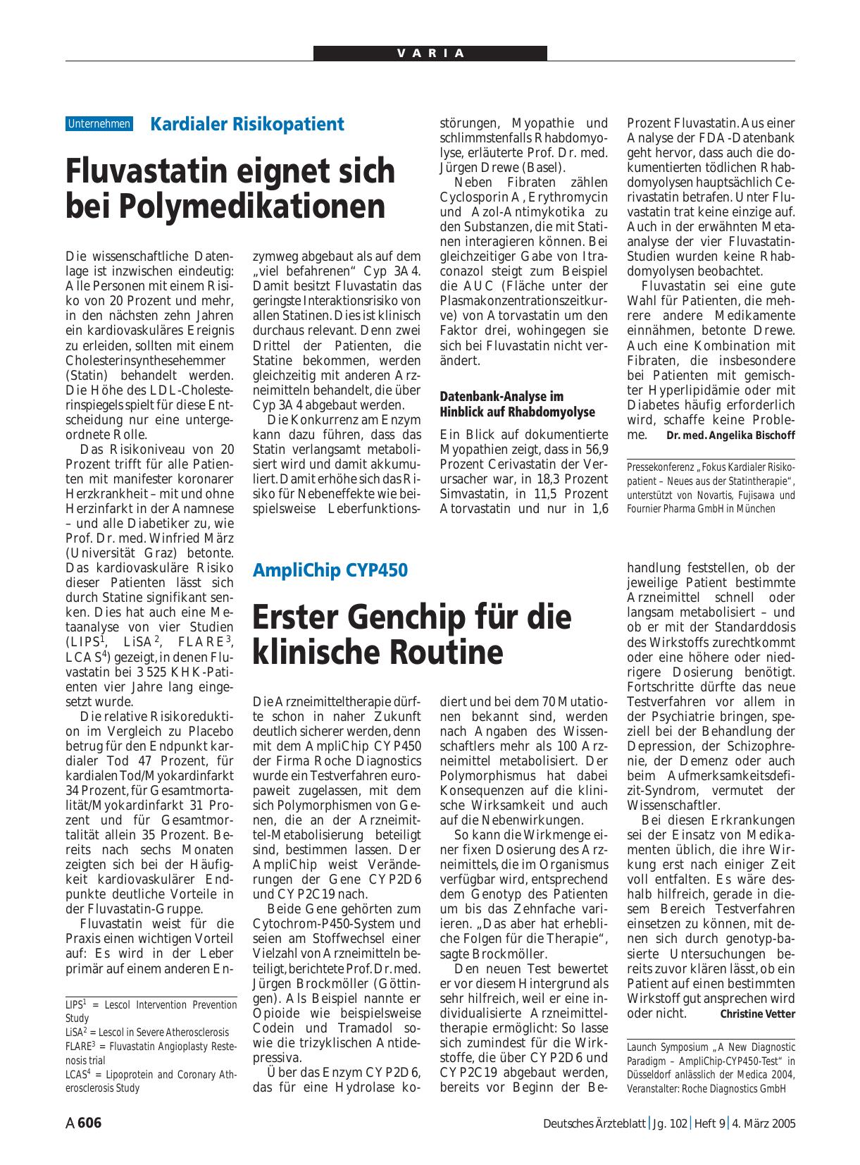 Vorschauseite 1: AmpliChip CYP450: Erster Genchip für die klinische Routine