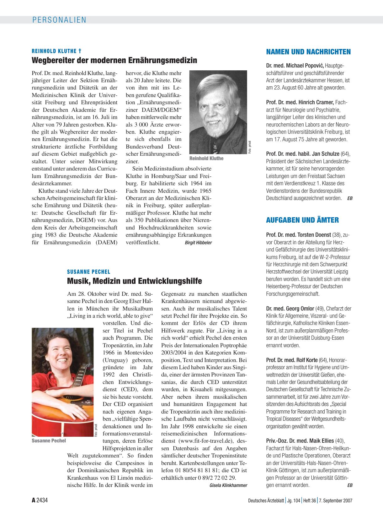 Vorschauseite 1: Susanne Pechel: Musik, Medizin und Entwicklungshilfe
