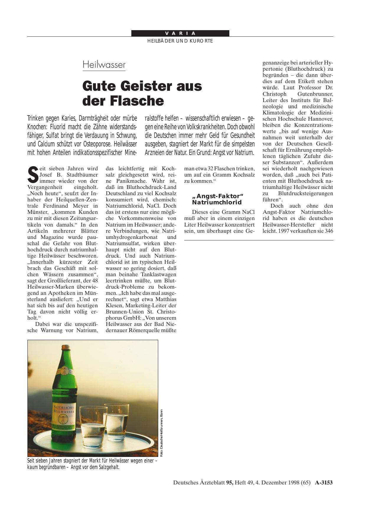 Vorschauseite 1: Heilwasser: Gute Geister aus der Flasche