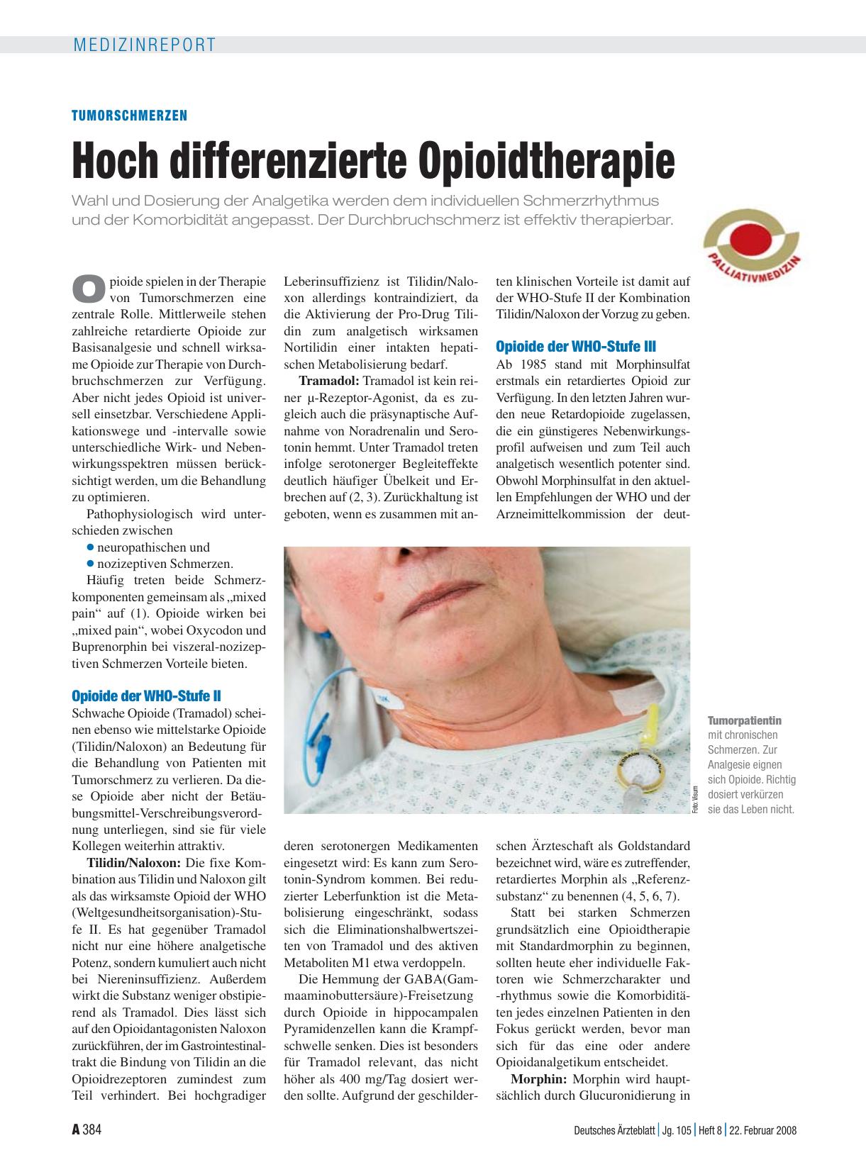 Vorschauseite 1: Tumorschmerzen: Hoch differenzierte Opioidtherapie