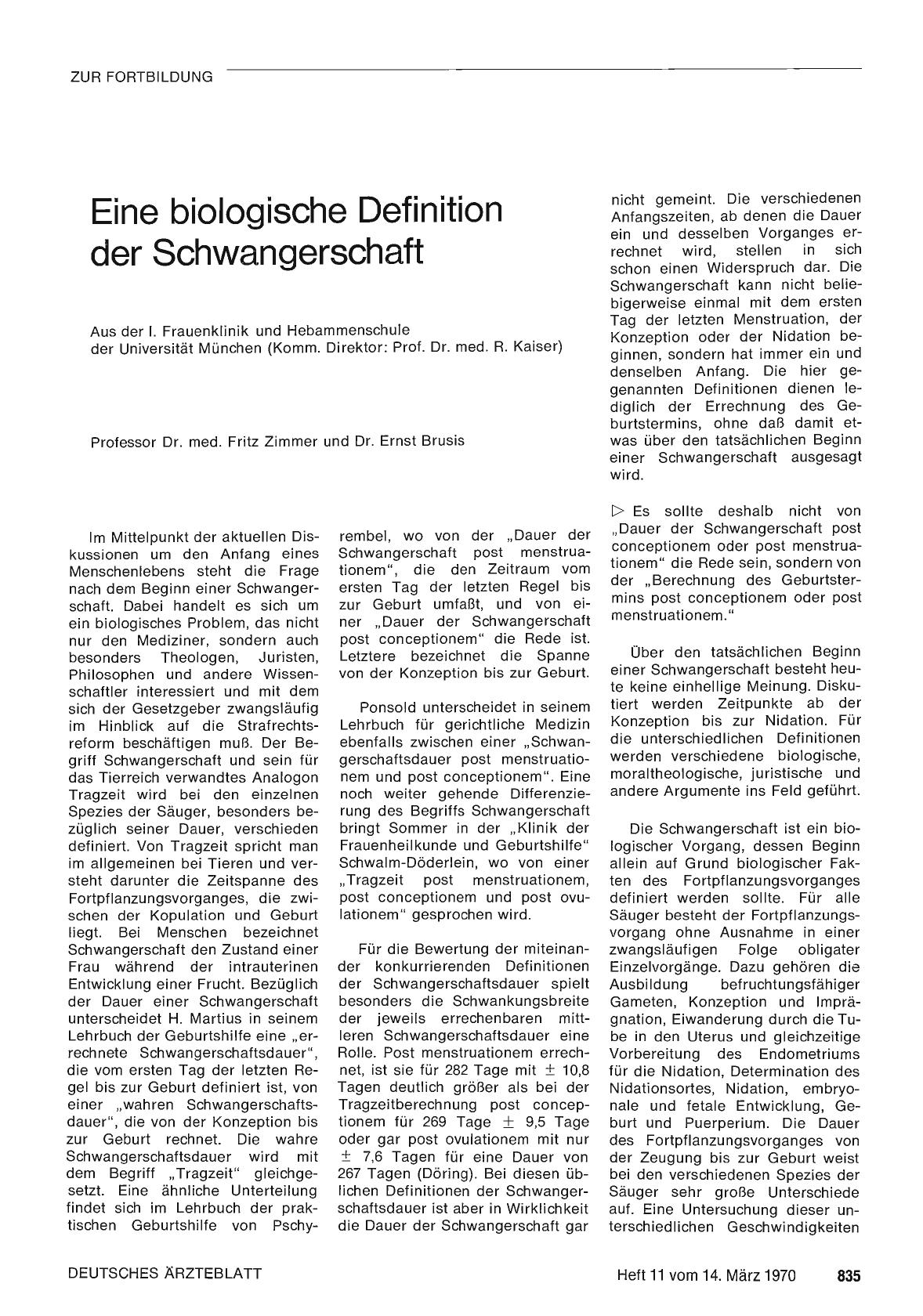 Vorschauseite 1: Eine biologische Definition der Schwangerschaft