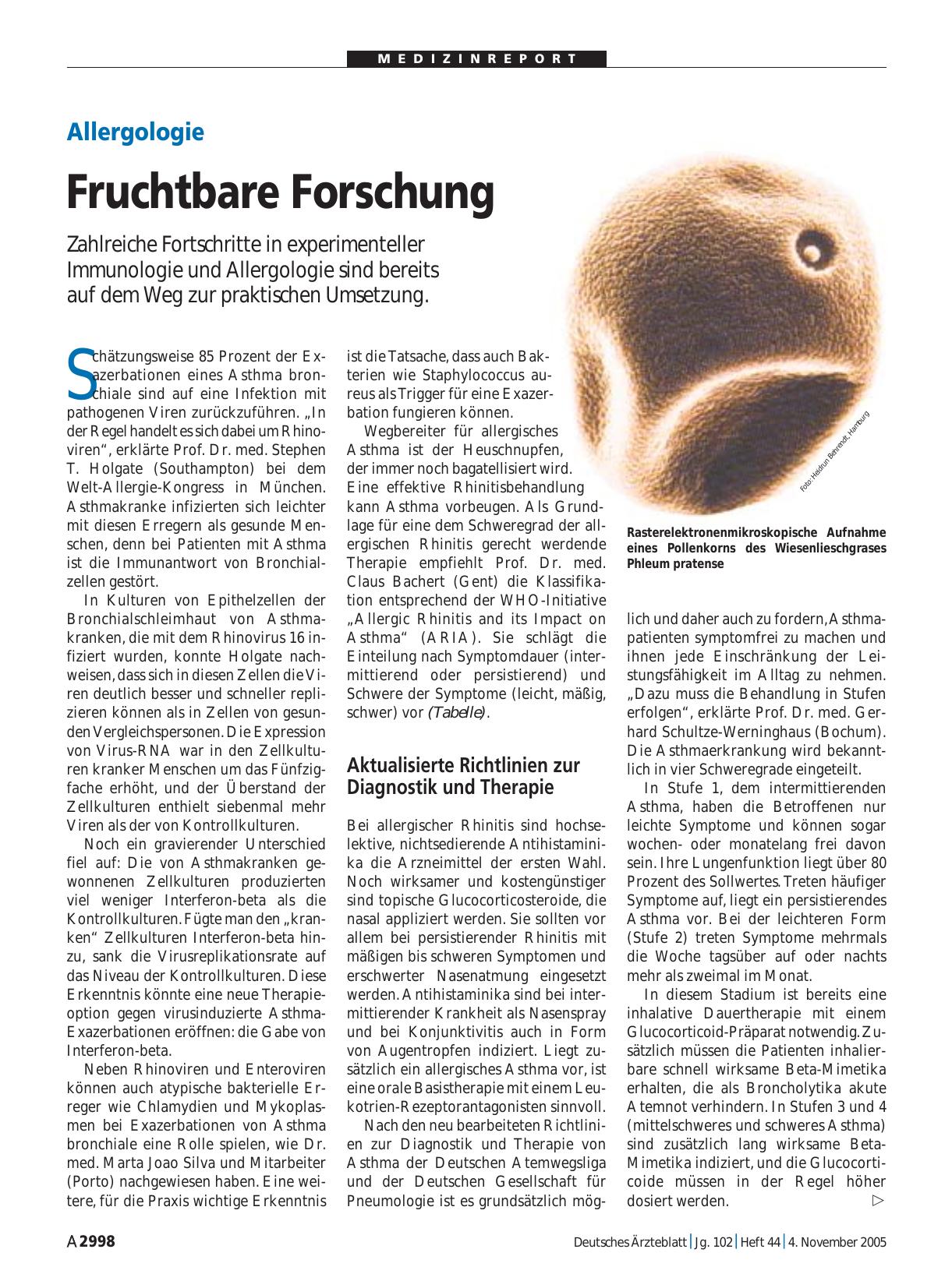 Vorschauseite 1: Allergologie: Fruchtbare Forschung
