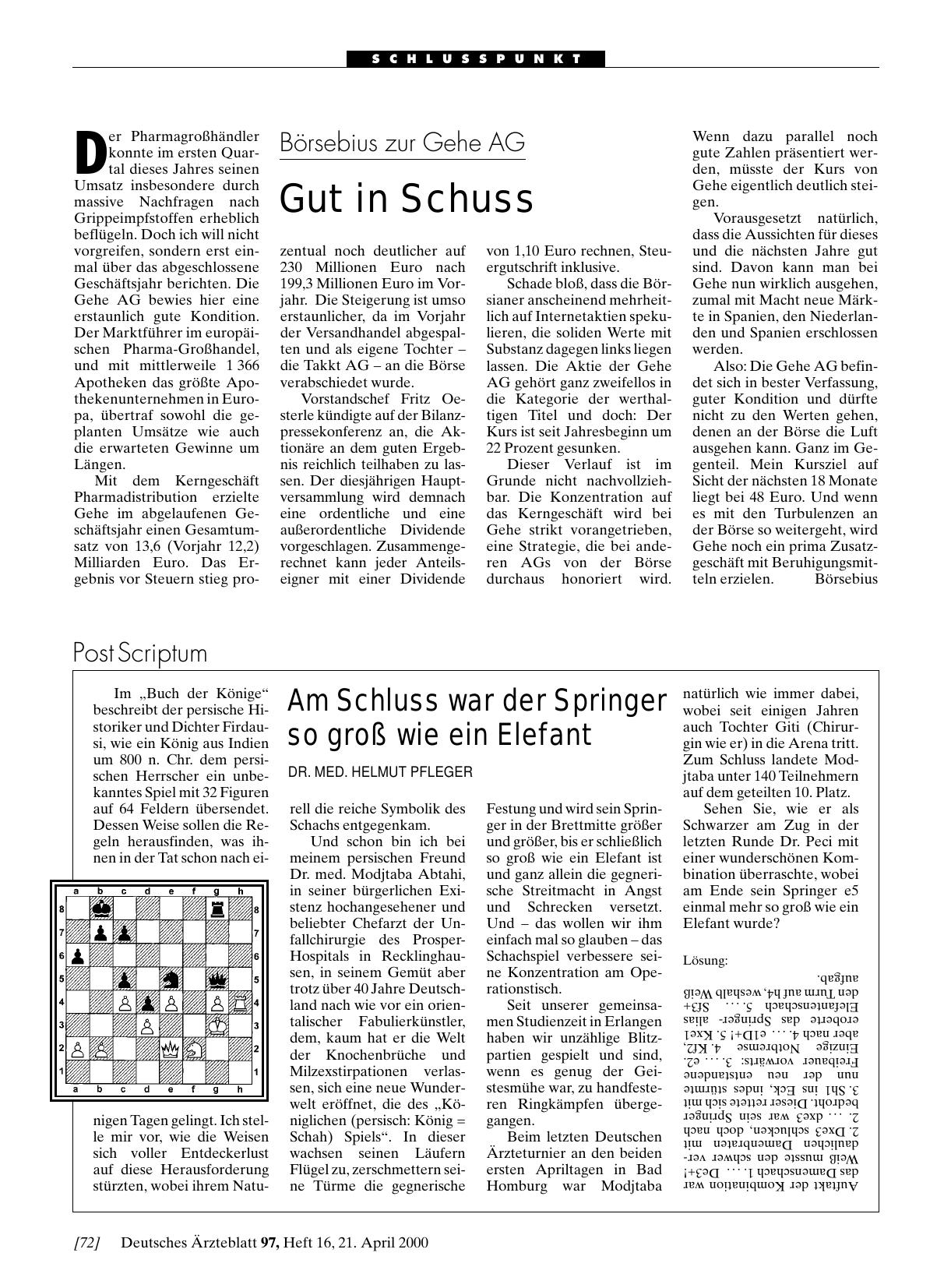 Vorschauseite 1: Börsebius zur Gehe AG: Gut in Schuss
