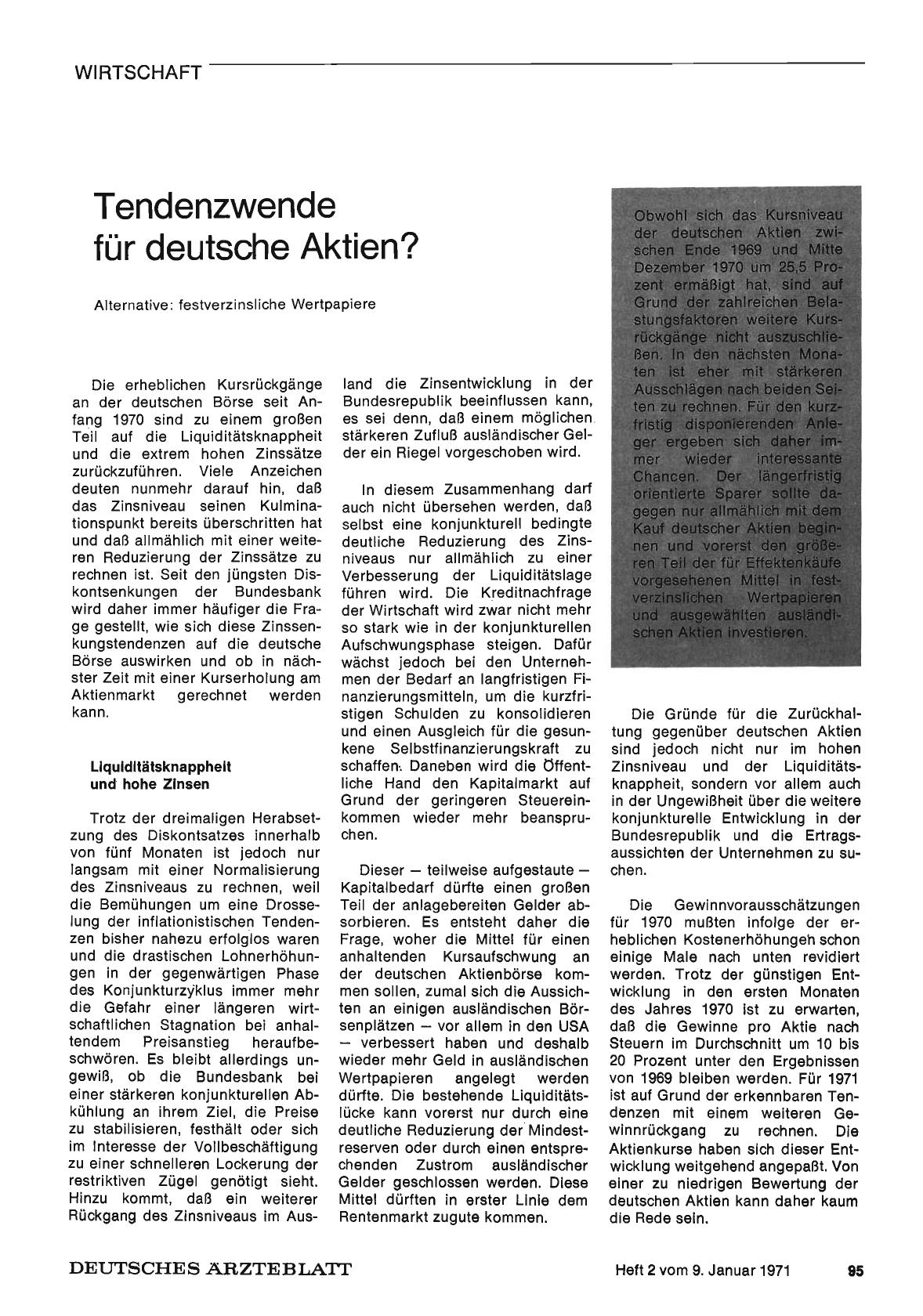 Vorschauseite 1: Tendenzwende für deutsche Aktien?