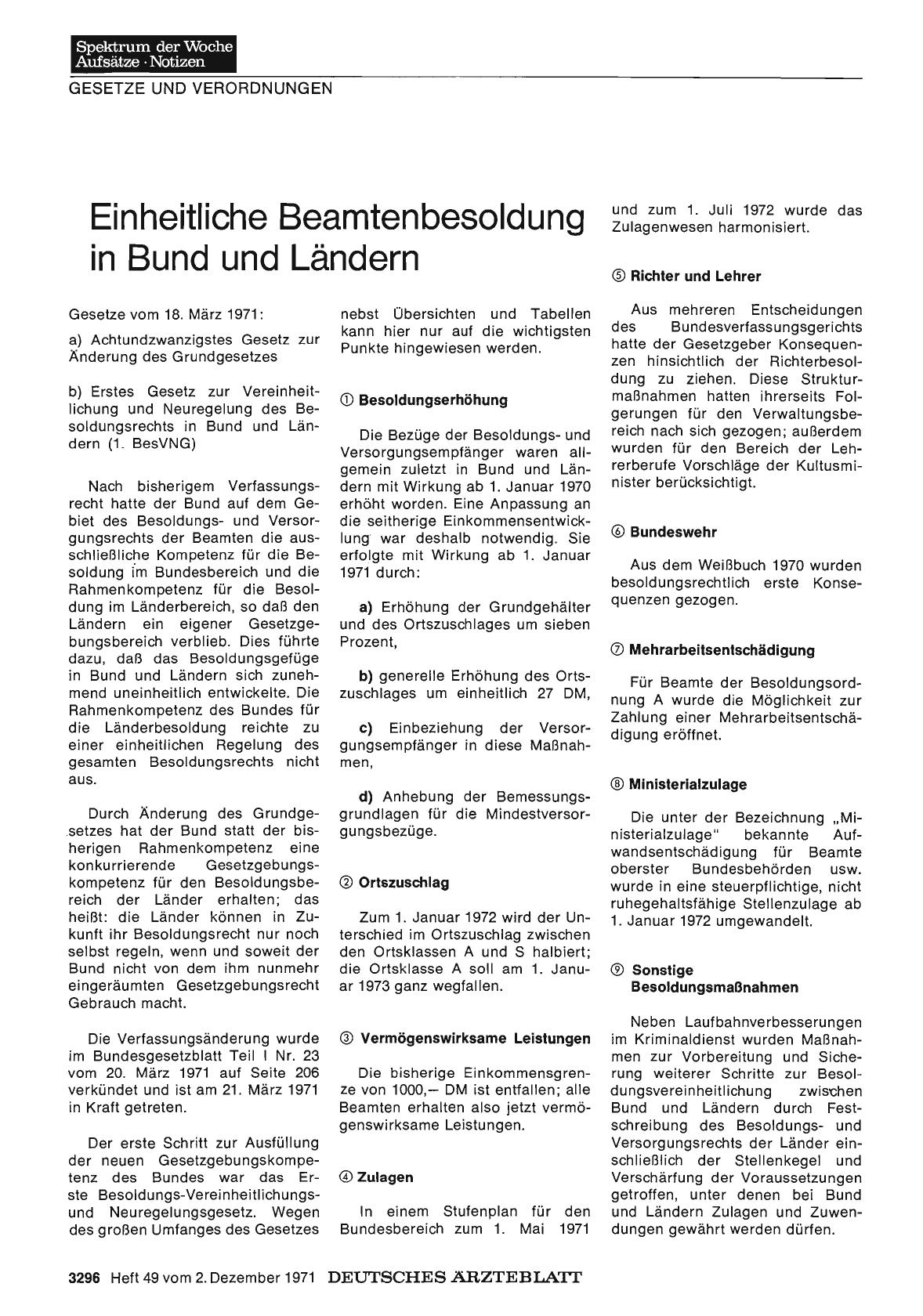 Vorschauseite 1: Einheitliche Beamtenbesoldung in Bund und Ländern