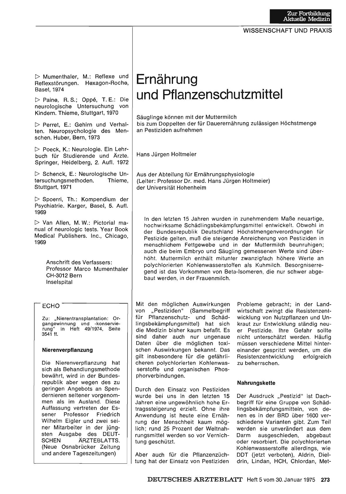 Vorschauseite 1: Ernährung und Pflanzenschutzmittel