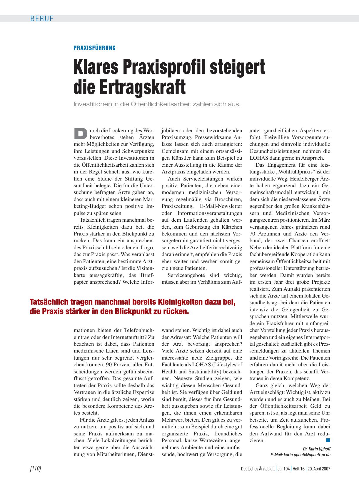 Vorschauseite 1: Praxisführung: Klares Praxisprofil steigert die Ertragskraft