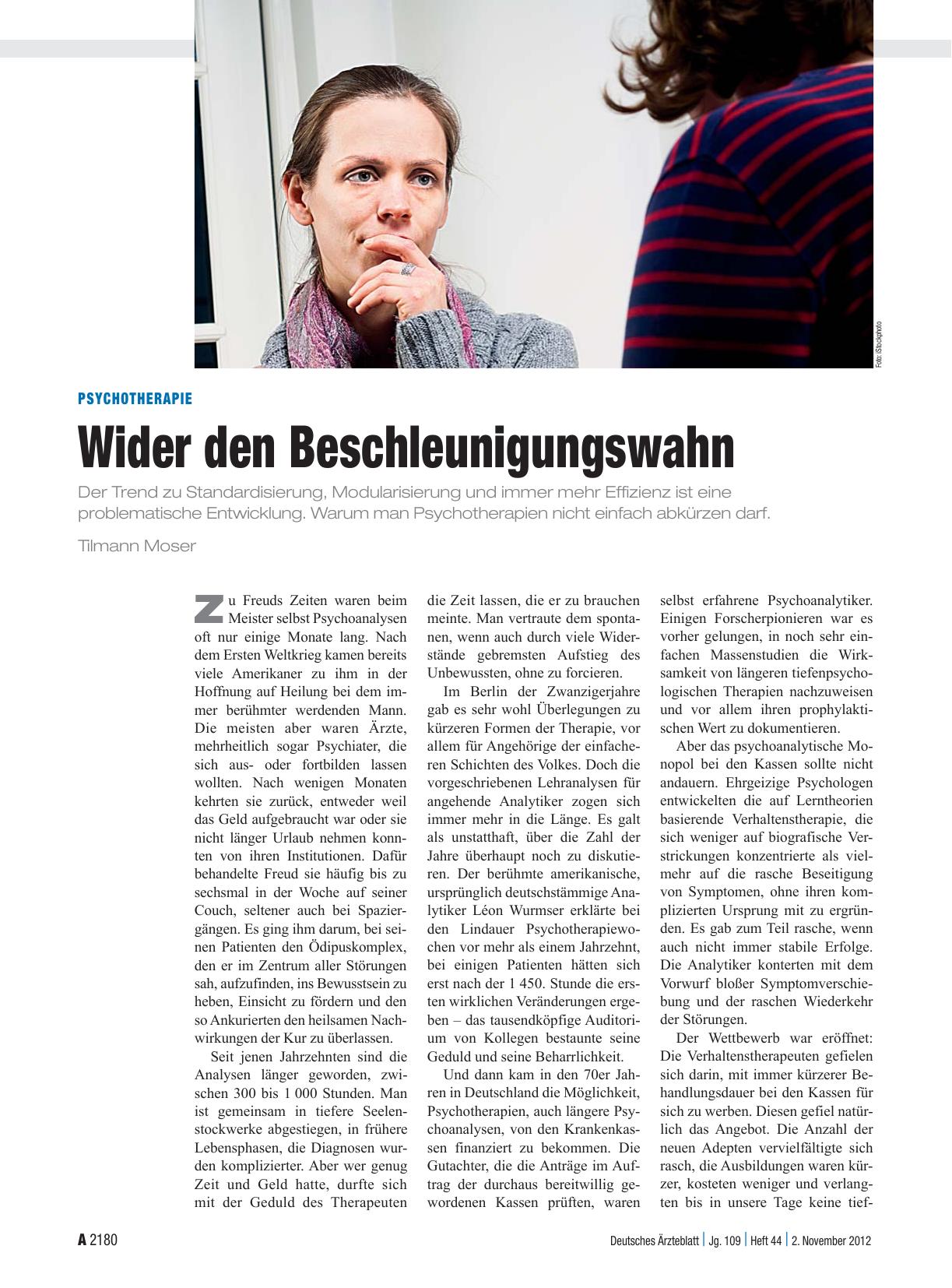 Vorschauseite 1: Psychotherapie: Wider den Beschleunigungswahn