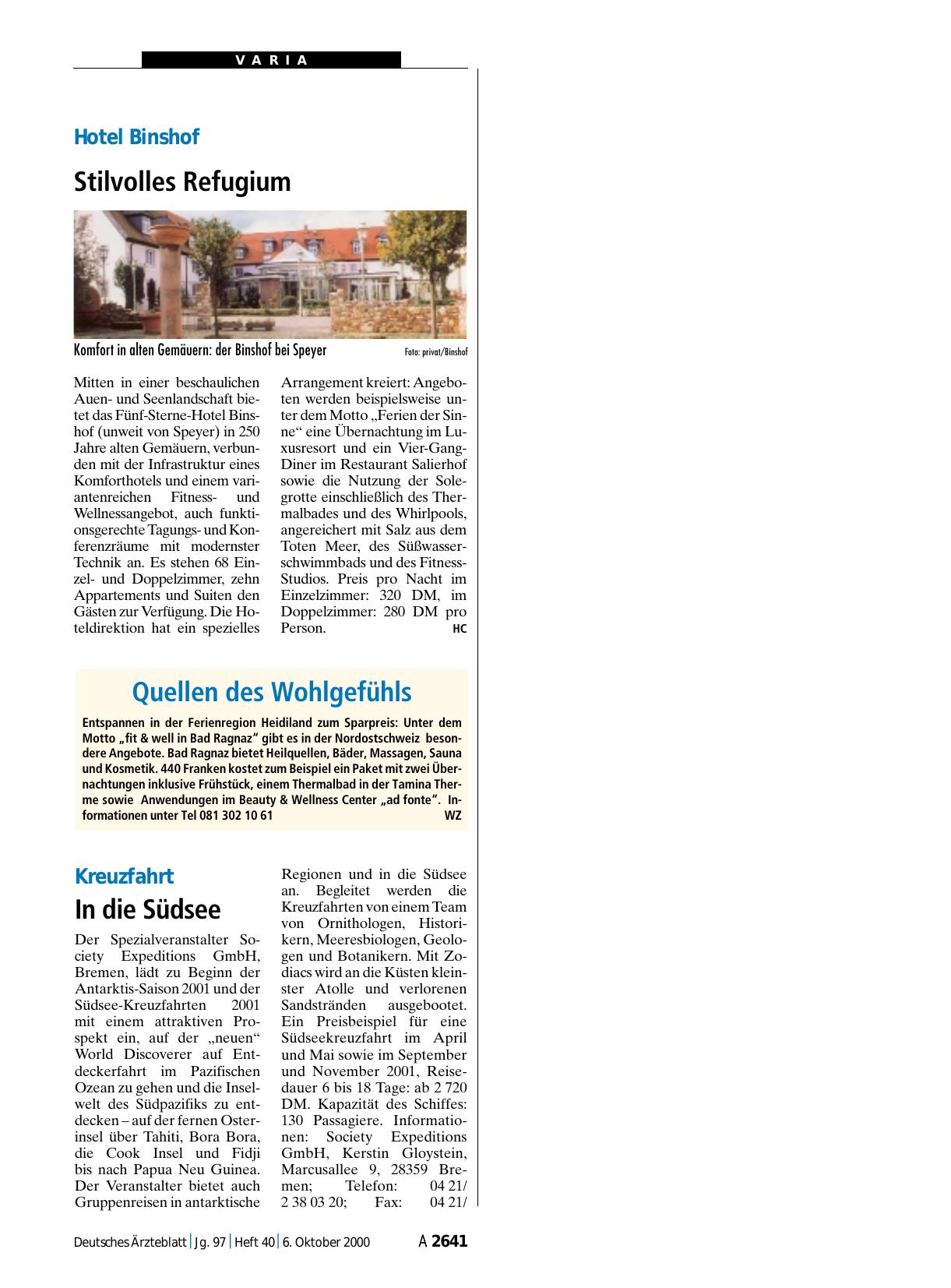 Vorschauseite 1: Hotel Binshof: Stilvolles Refugium