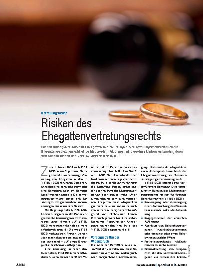Vorschauseite 1: Betreuungsrecht: Risiken des Ehegattenvertretungsrechts