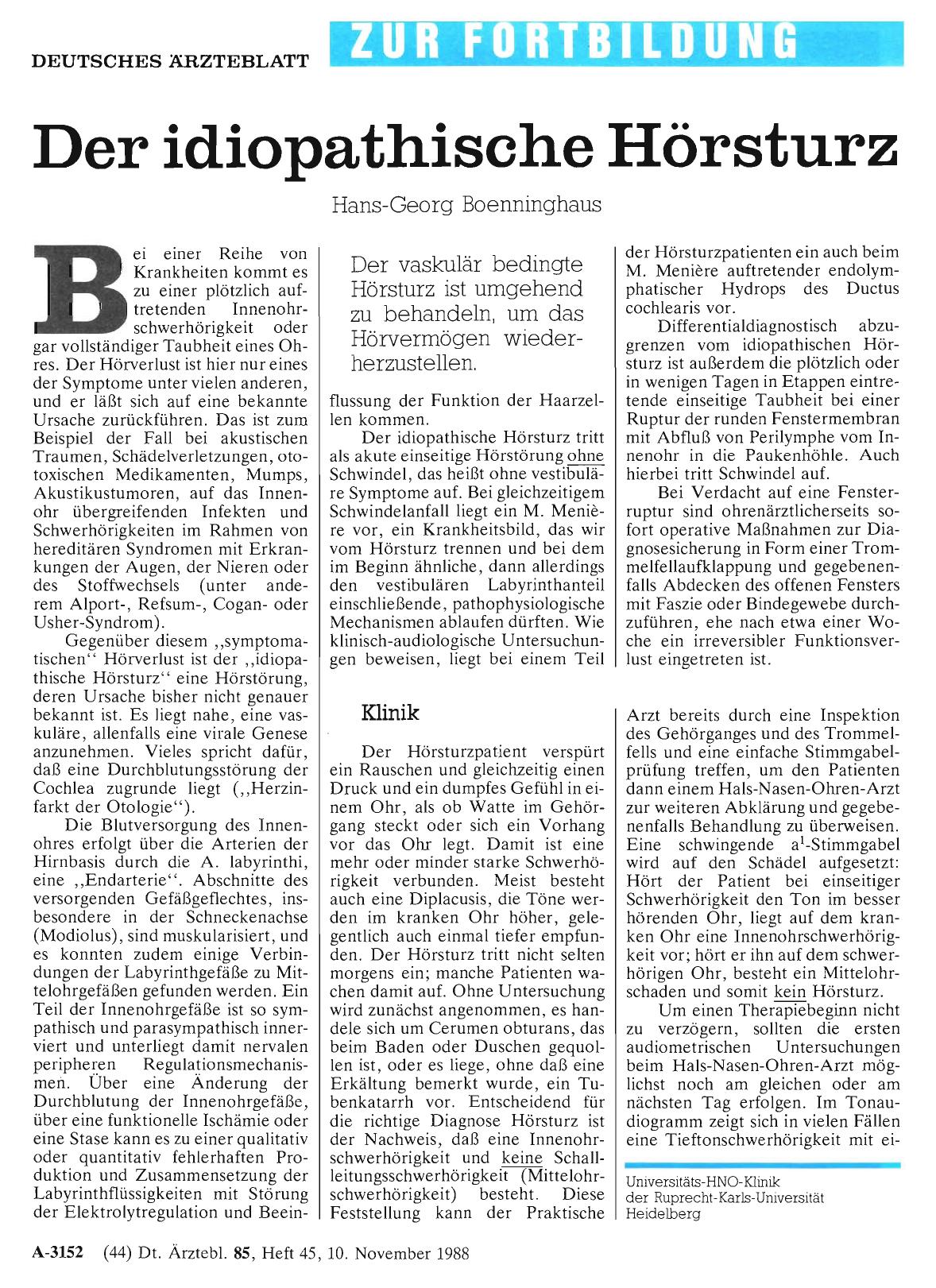 Vorschauseite 1: Der idiopathische Hörsturz