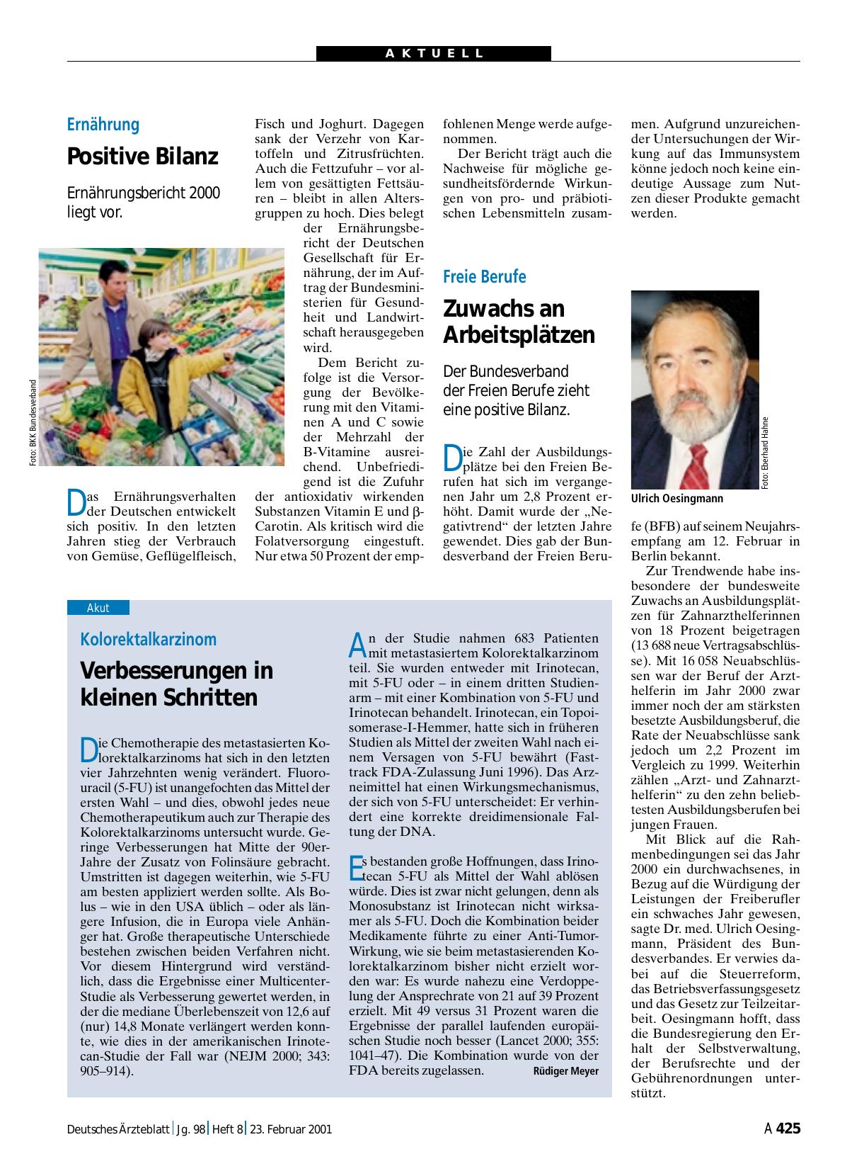 Vorschauseite 1: Kolorektalkarzinom: Verbesserungen in kleinen Schritten