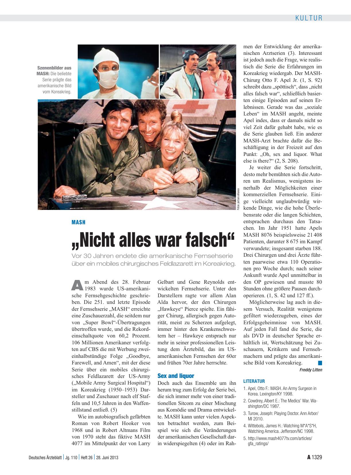 Vorschauseite 1: MASH: „Nicht alles war falsch“