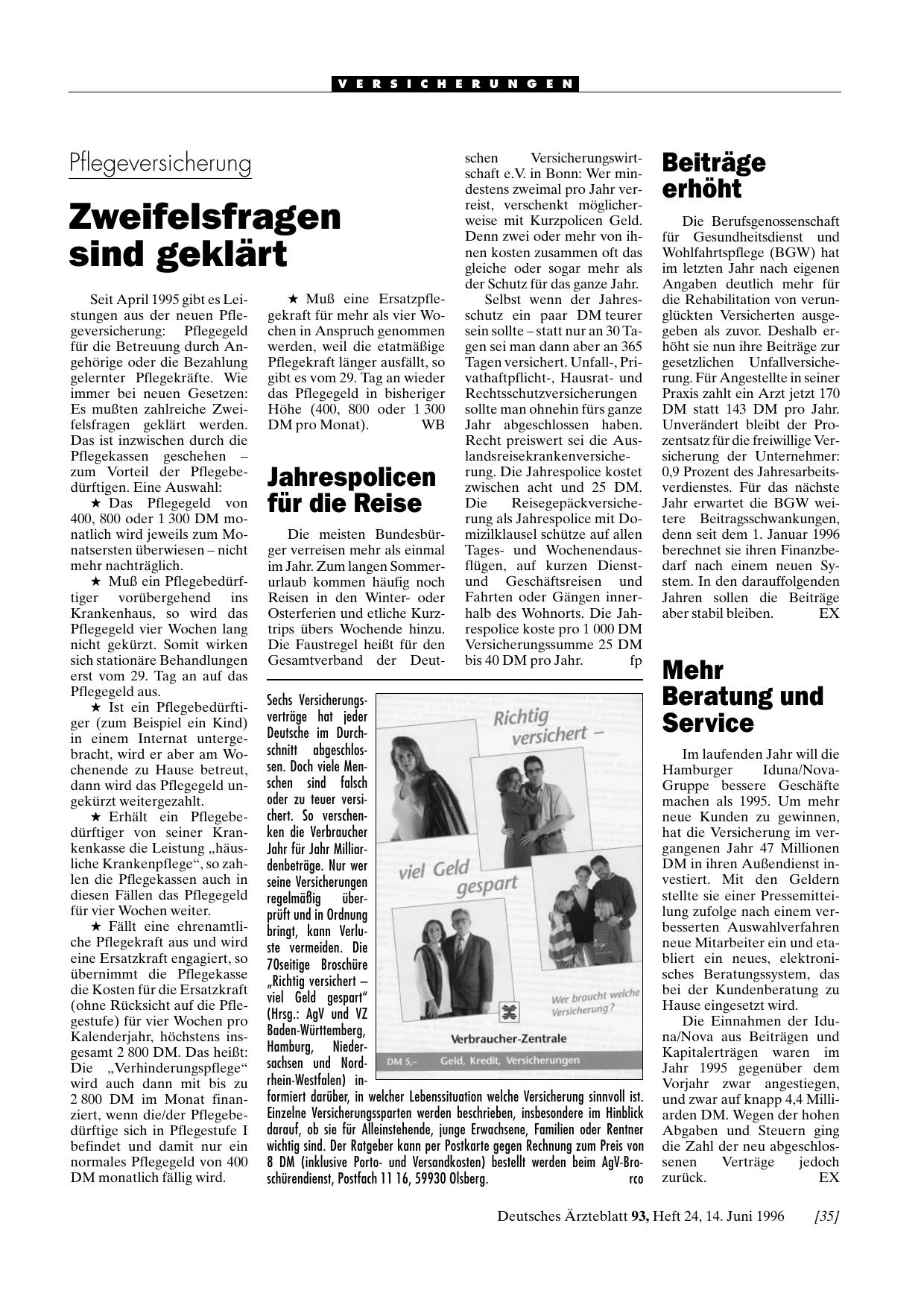 Vorschauseite 1: Richtig versichert – viel Geld gespart
