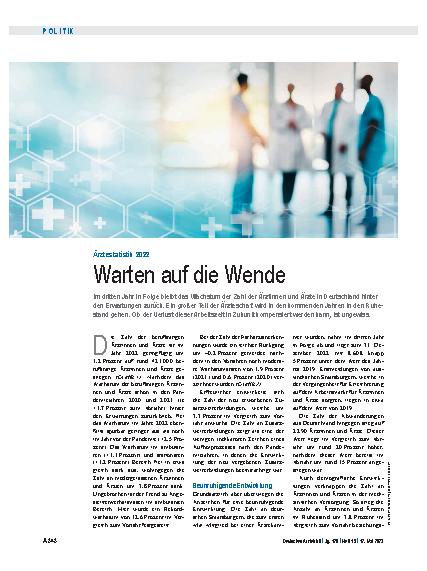 Vorschauseite 1: Ärztestatistik 2022: Warten auf die Wende